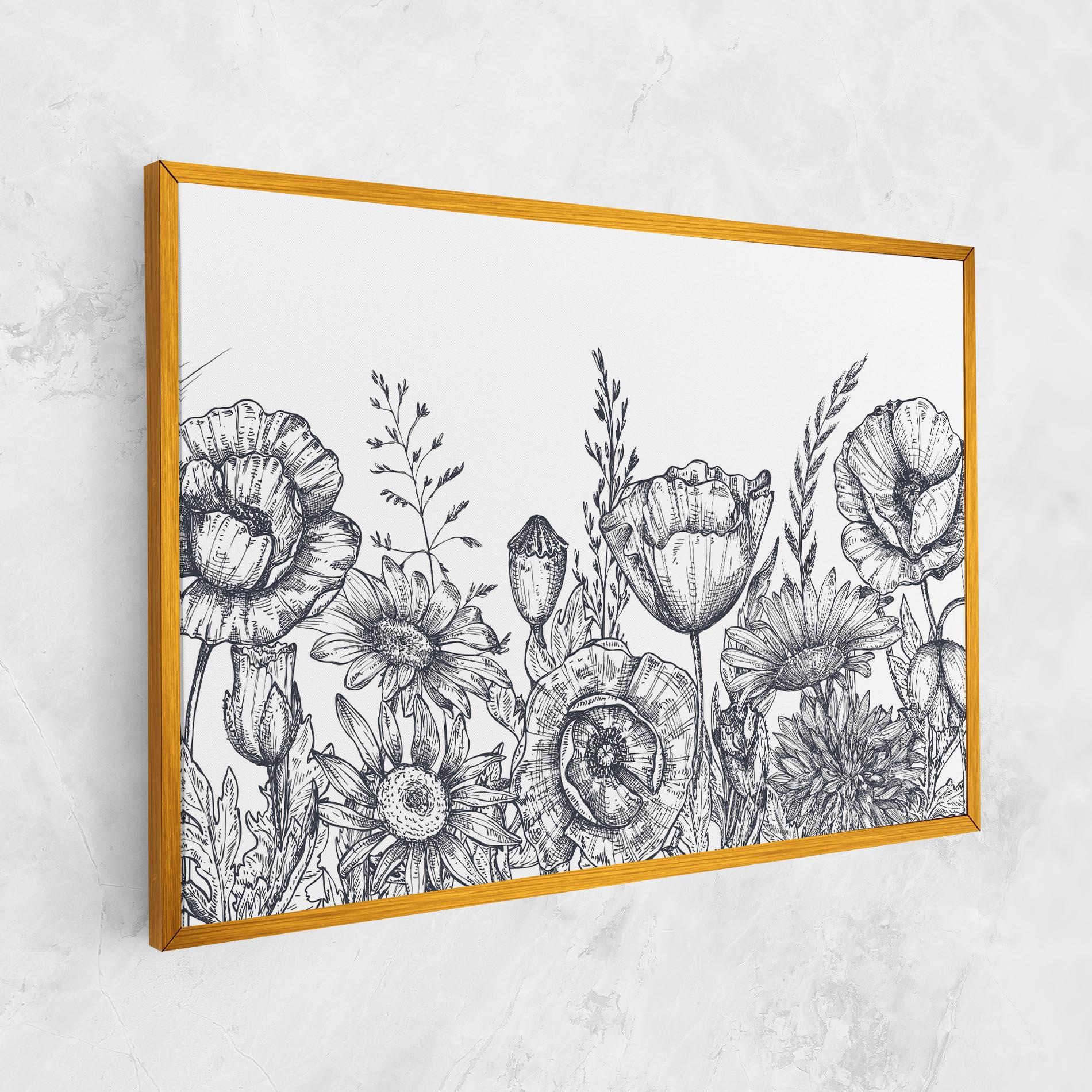 Leinwandbild Flower Grey Line mockup 1