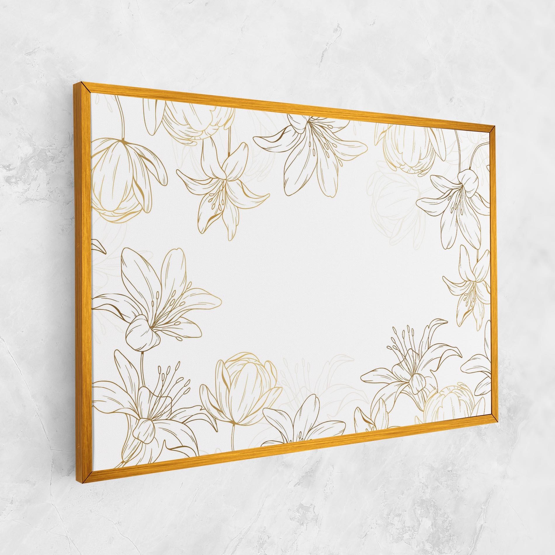 Leinwandbild Gold Line Flower mockup 1