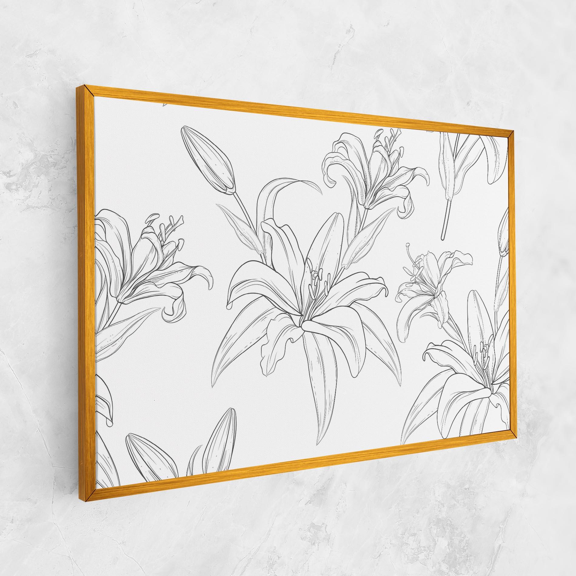 Leinwandbild Grey Line Flower mockup 1