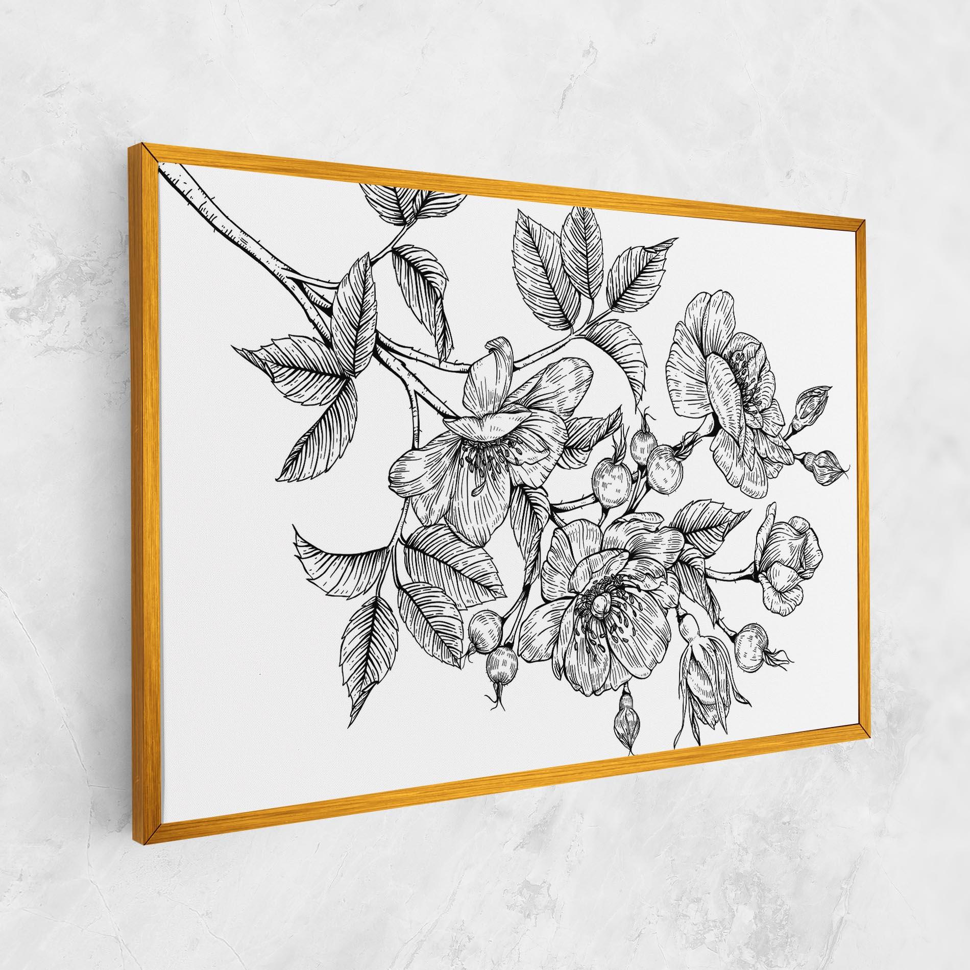 Leinwandbild Rose Black Line mockup 1