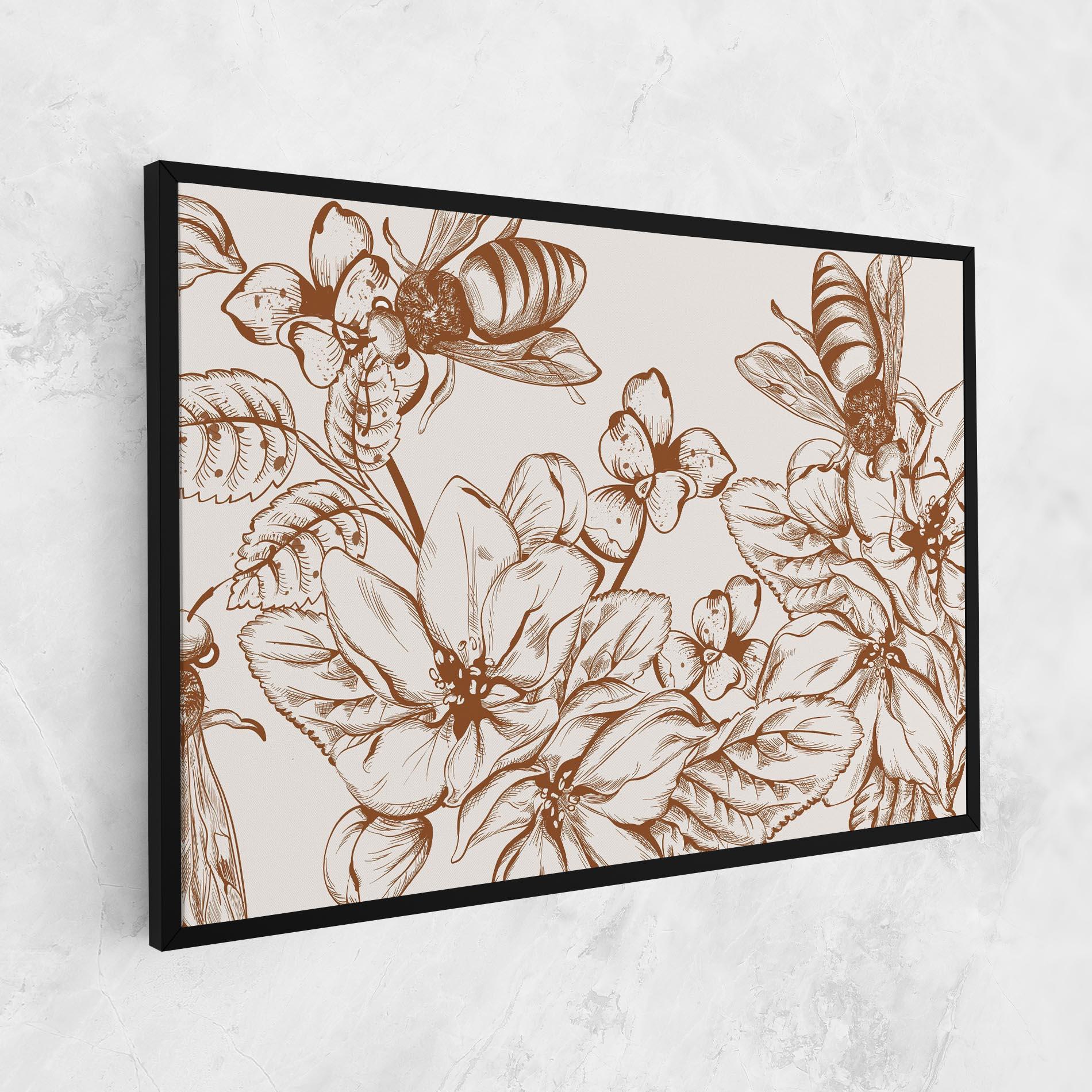 Leinwandbild Bee Flower Line mockup 1