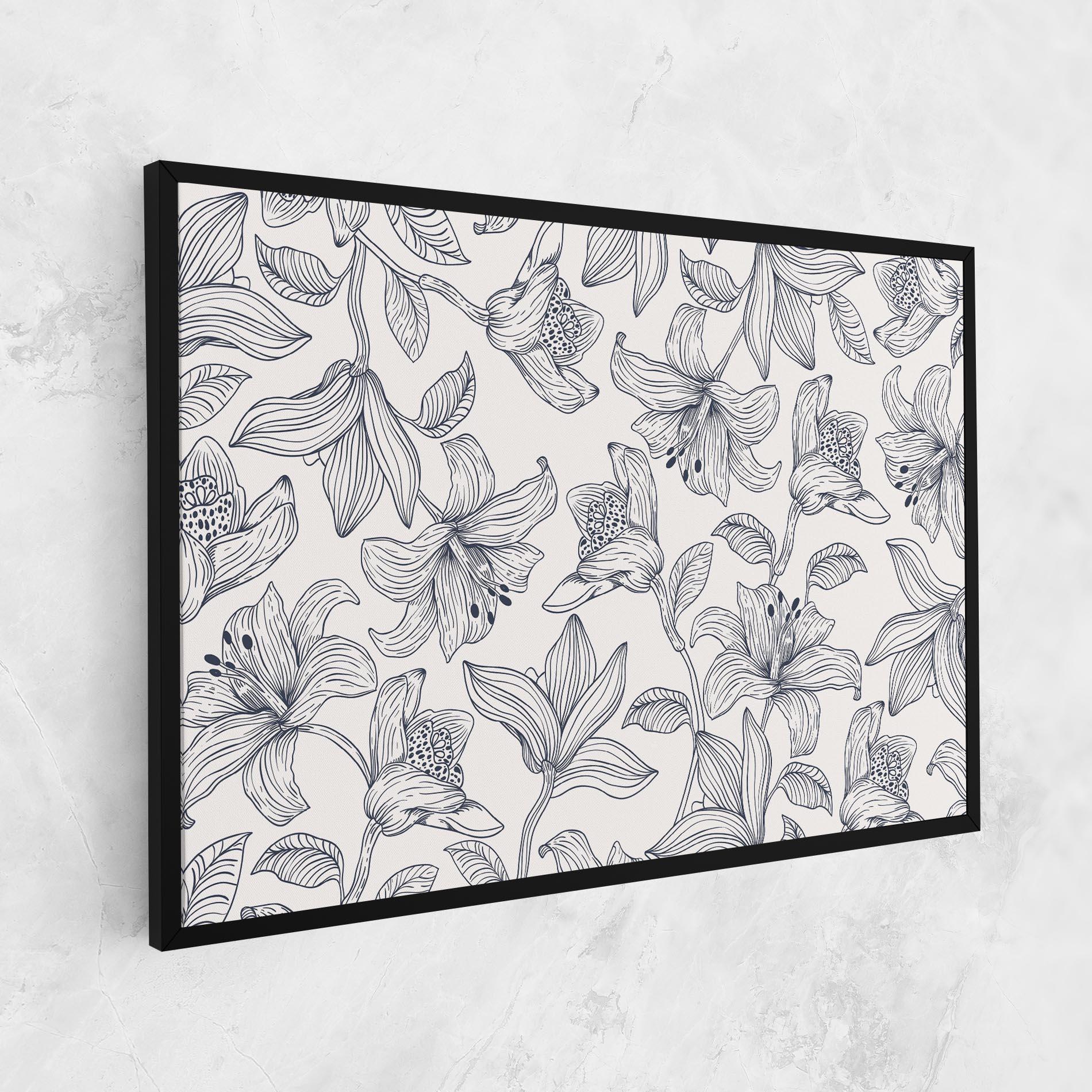 Leinwandbild Blue Patern Flower mockup 1