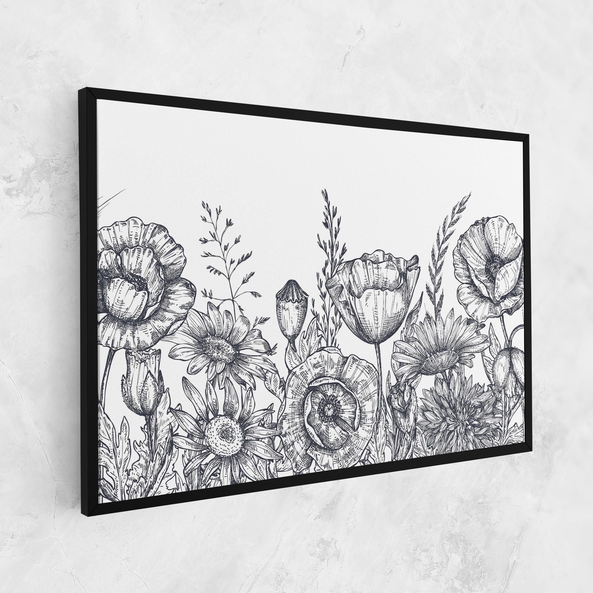 Leinwandbild Flower Grey Line mockup 1