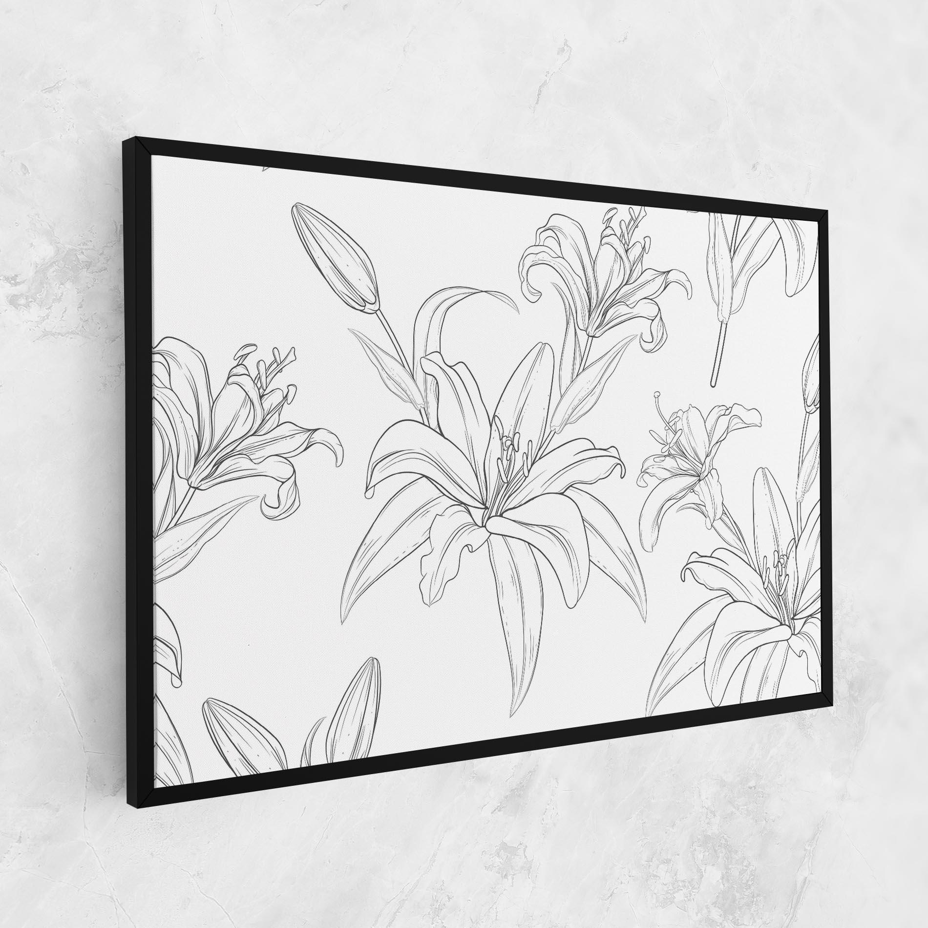 Leinwandbild Grey Line Flower mockup 1