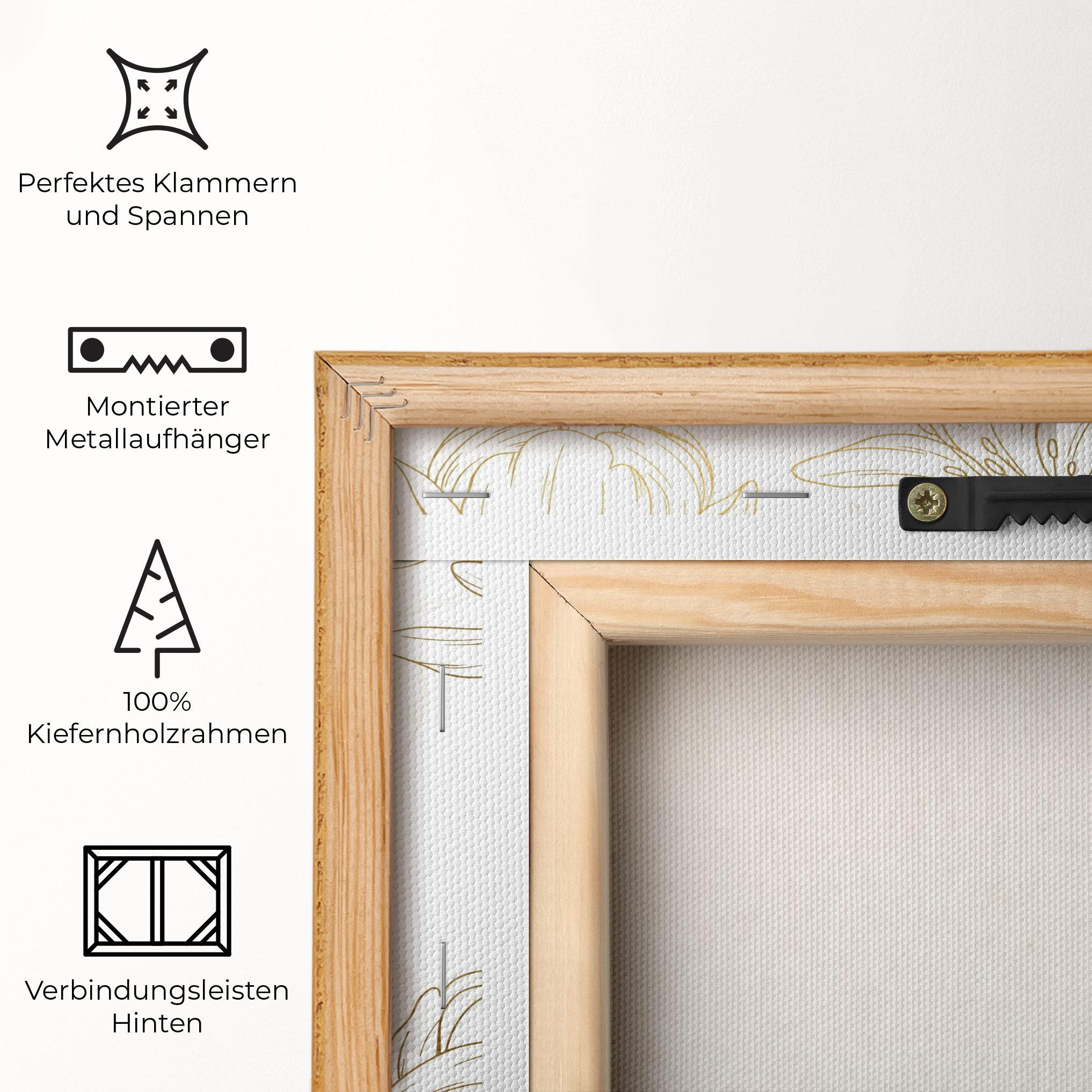 Leinwandbild Gold Line Flower mockup 5