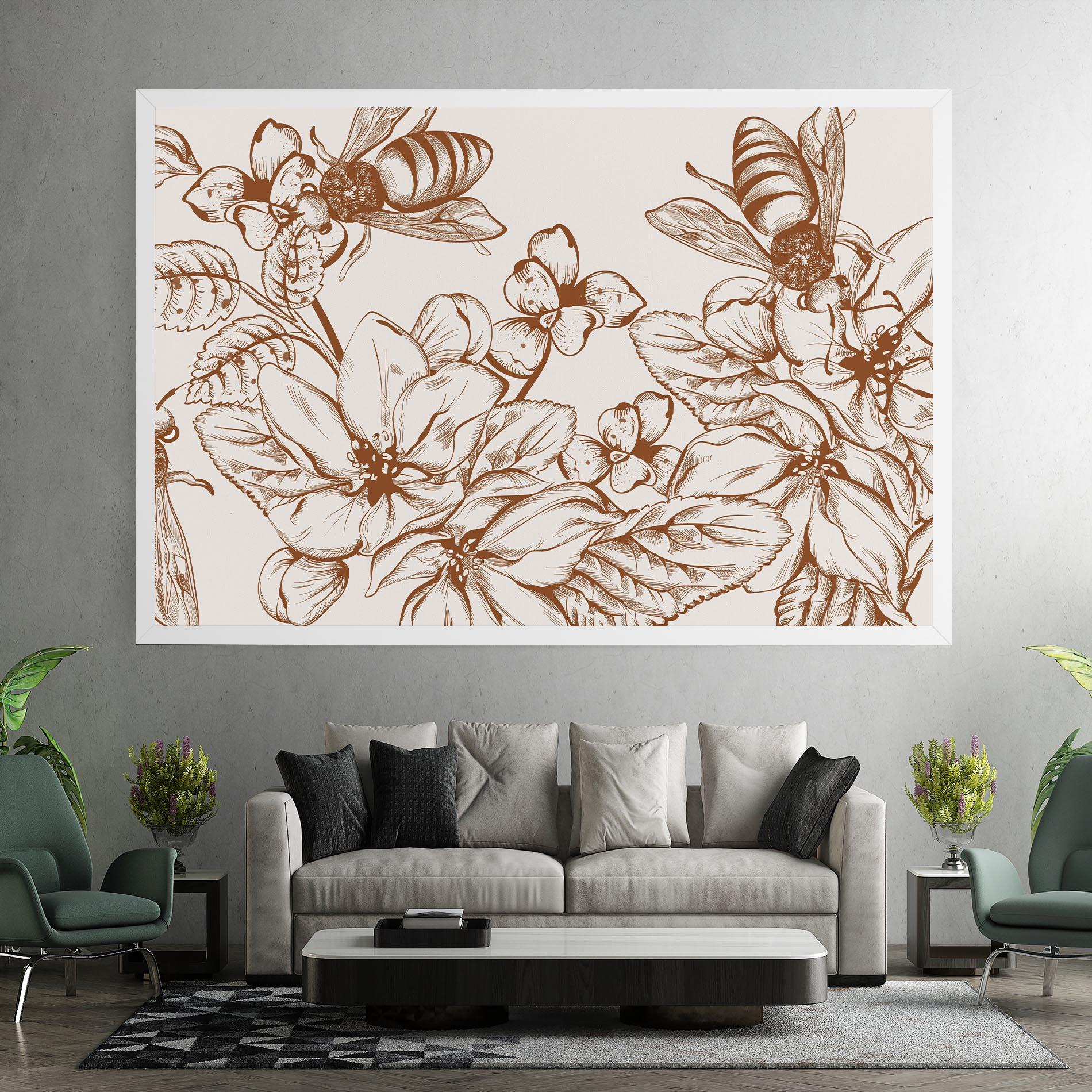 Leinwandbild Bee Flower Line mockup 7