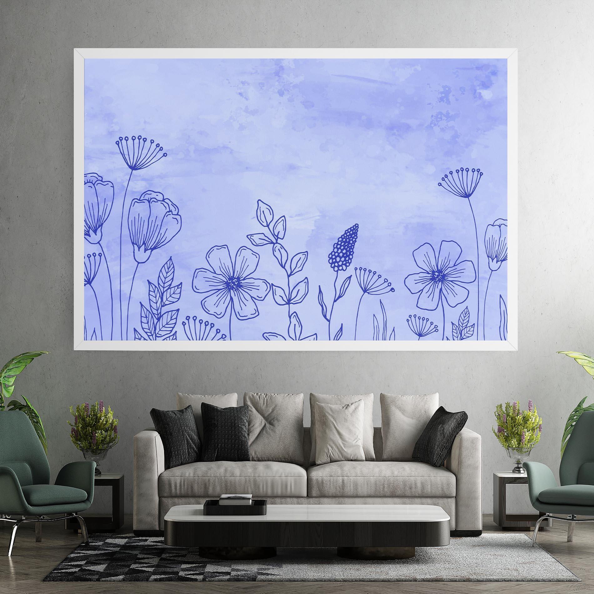 Leinwandbild Blue Line Plant mockup 7