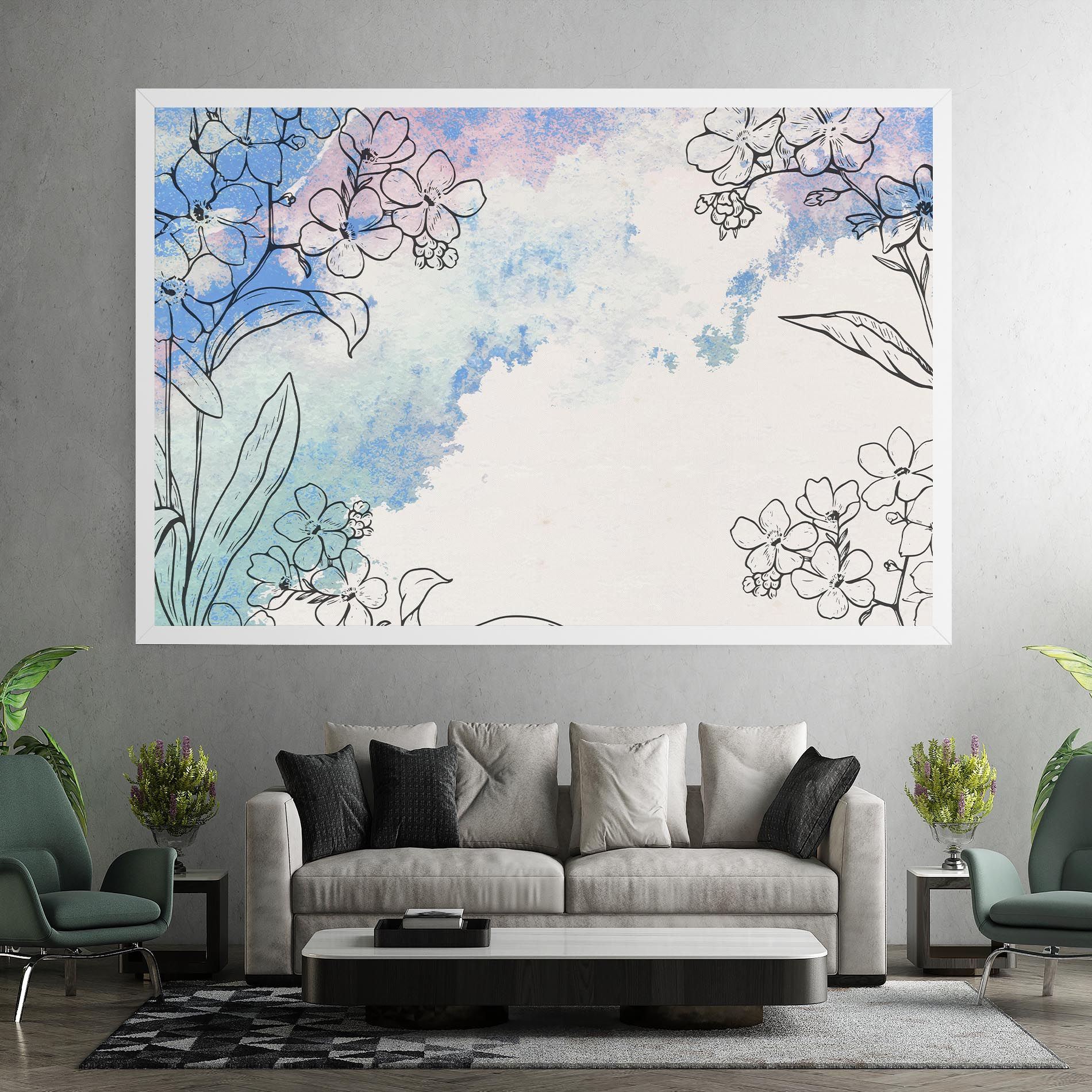 Blue Watercolor Flower mockup 7