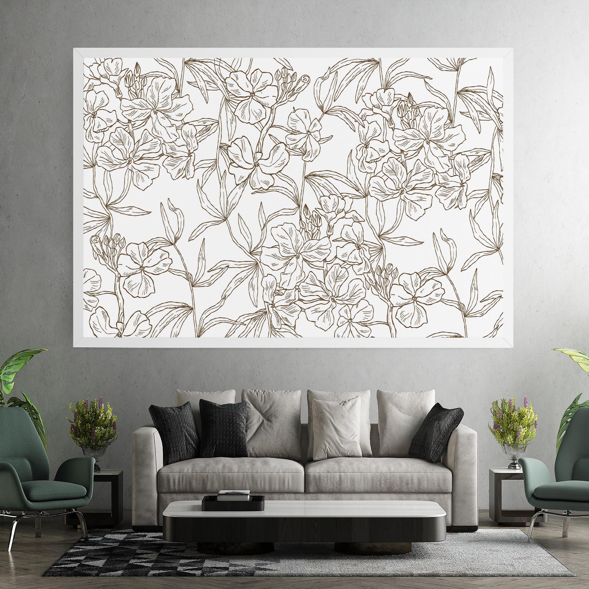 Leinwandbild Flower Brown Line mockup 7