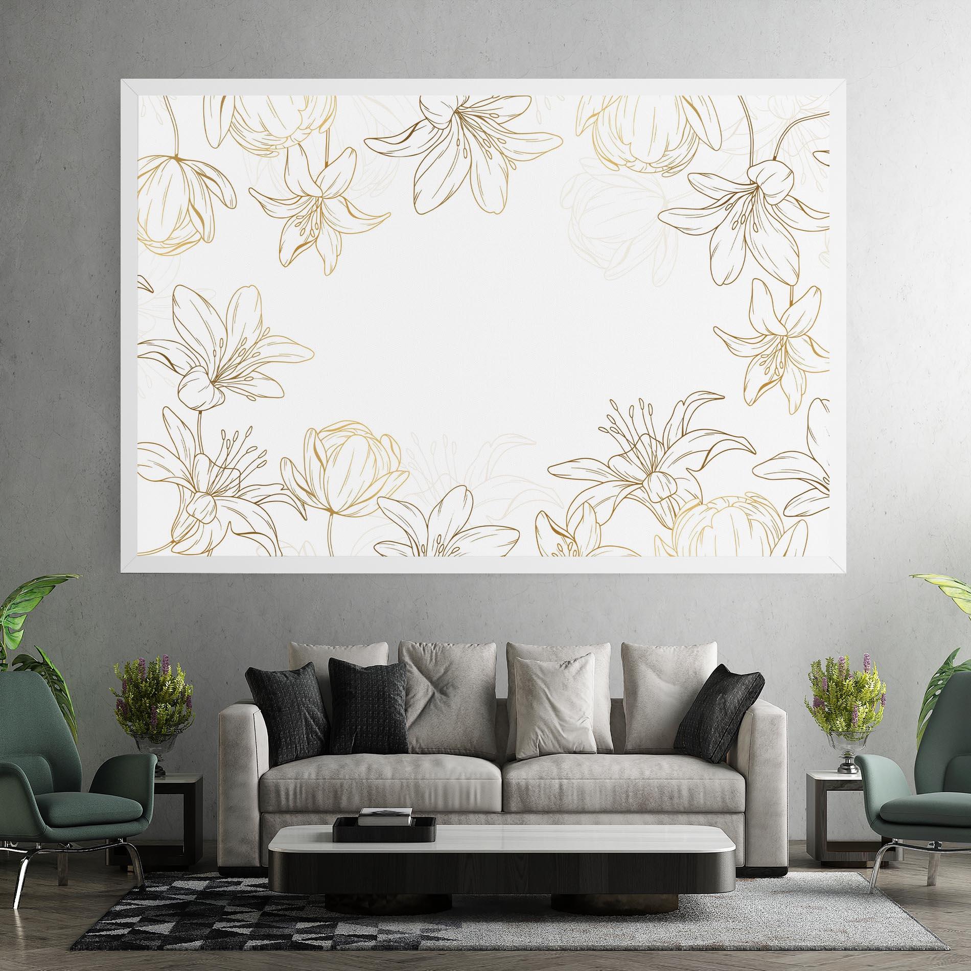 Leinwandbild Gold Line Flower mockup 7