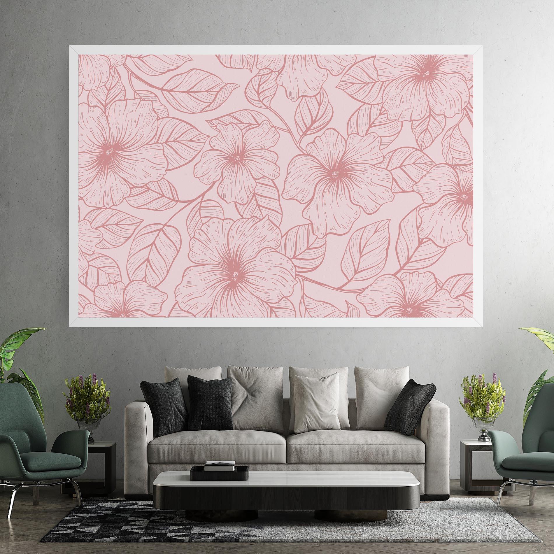 Leinwandbild Pink Line Flower mockup 7