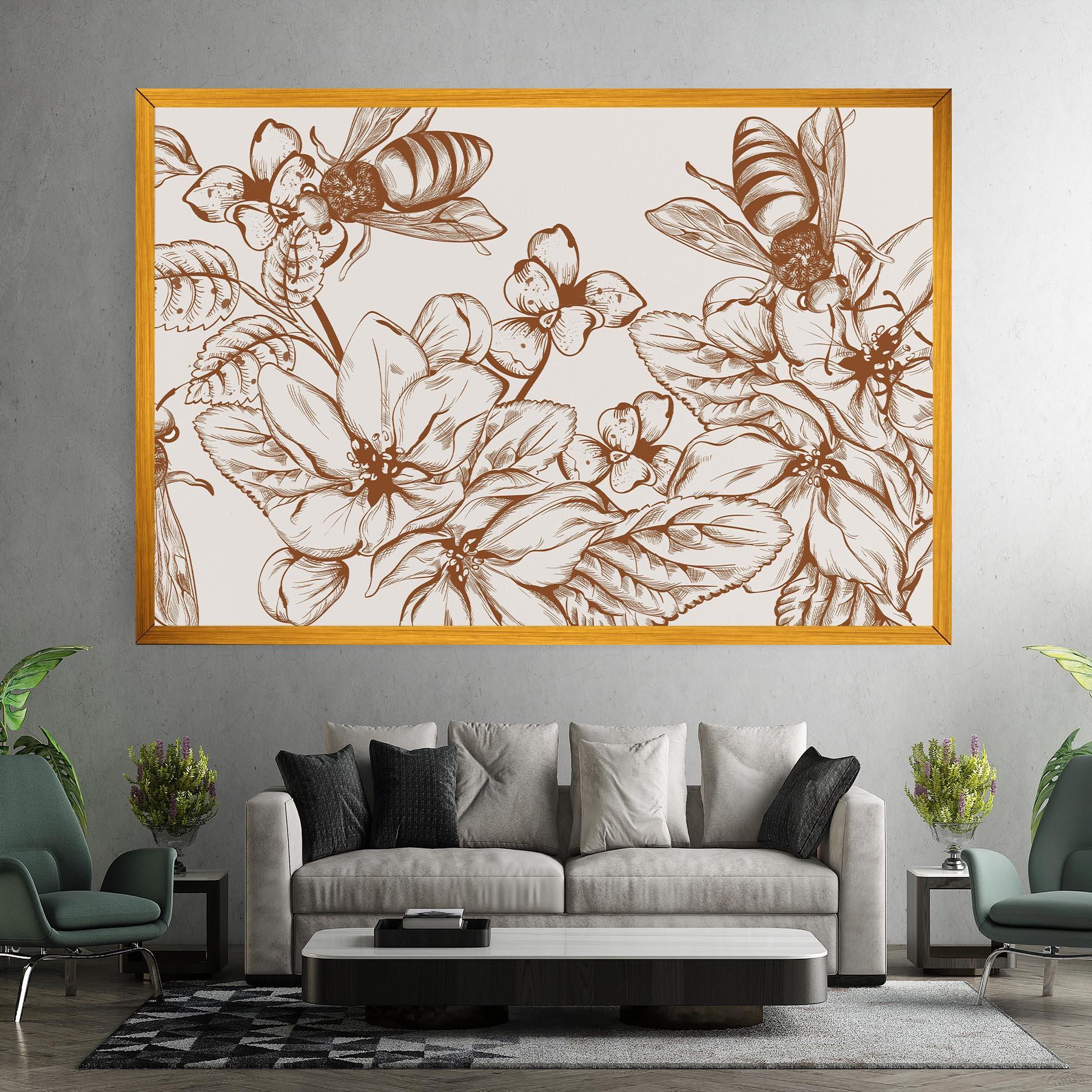 Leinwandbild Bee Flower Line mockup 7