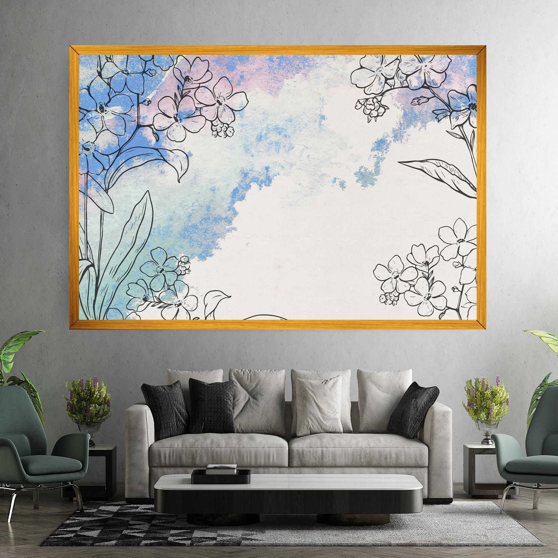 Blue Watercolor Flower mockup 7