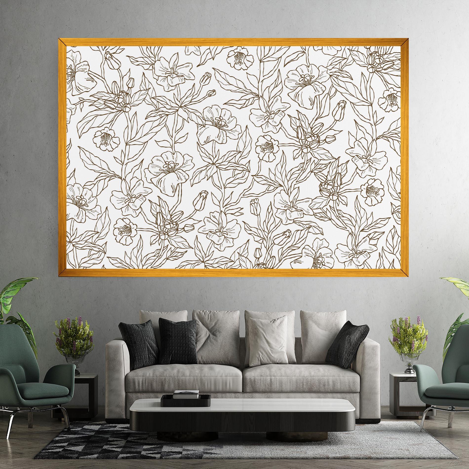 Leinwandbild Cream Line Flowers mockup 7