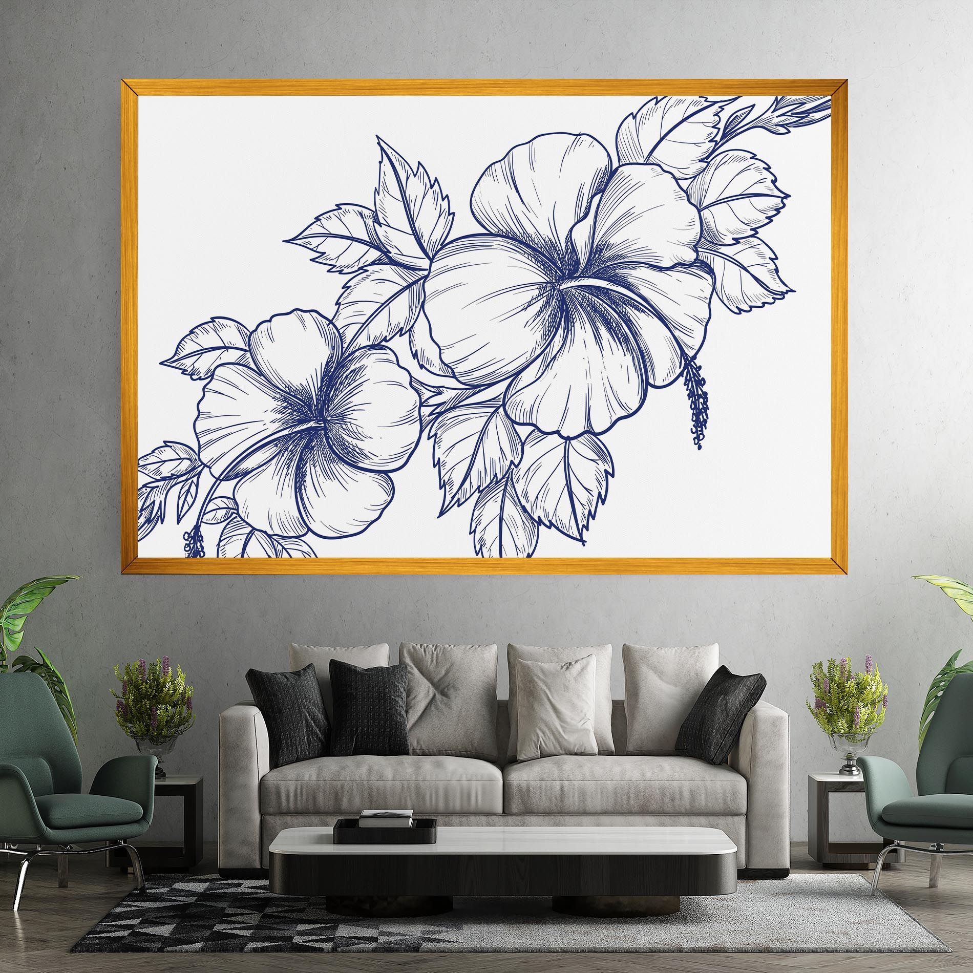 Dark Blue Line Flower mockup 7