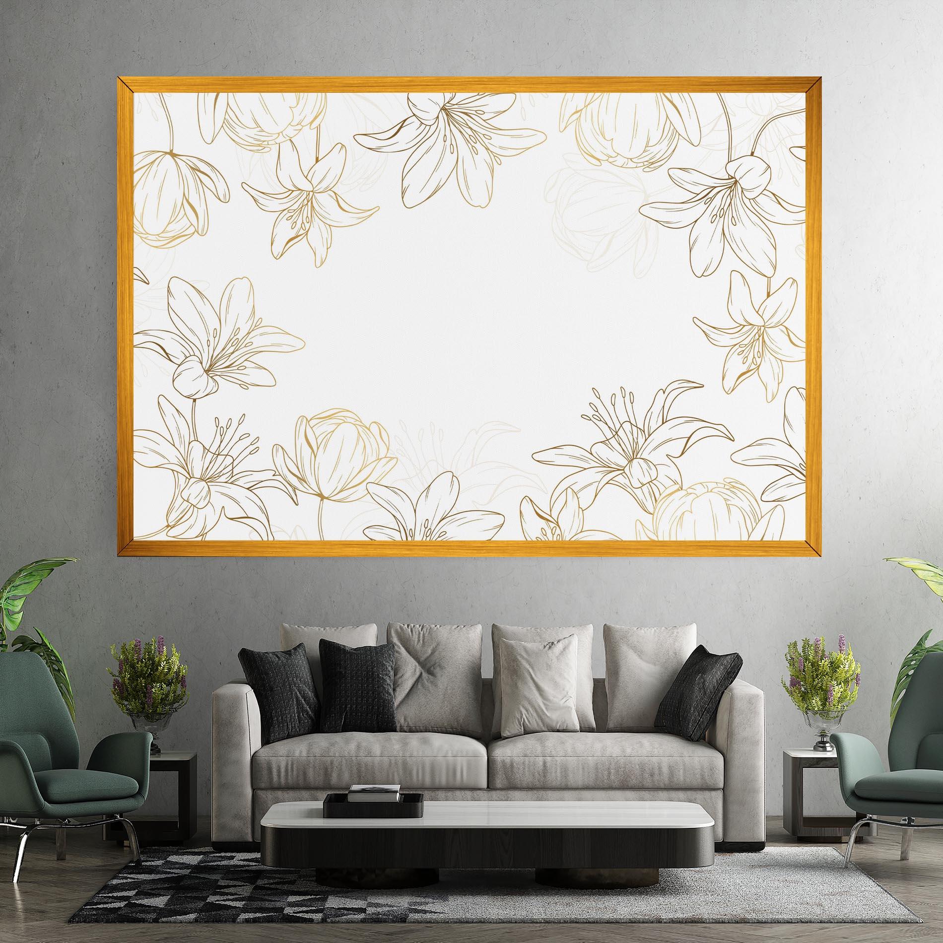Leinwandbild Gold Line Flower mockup 7
