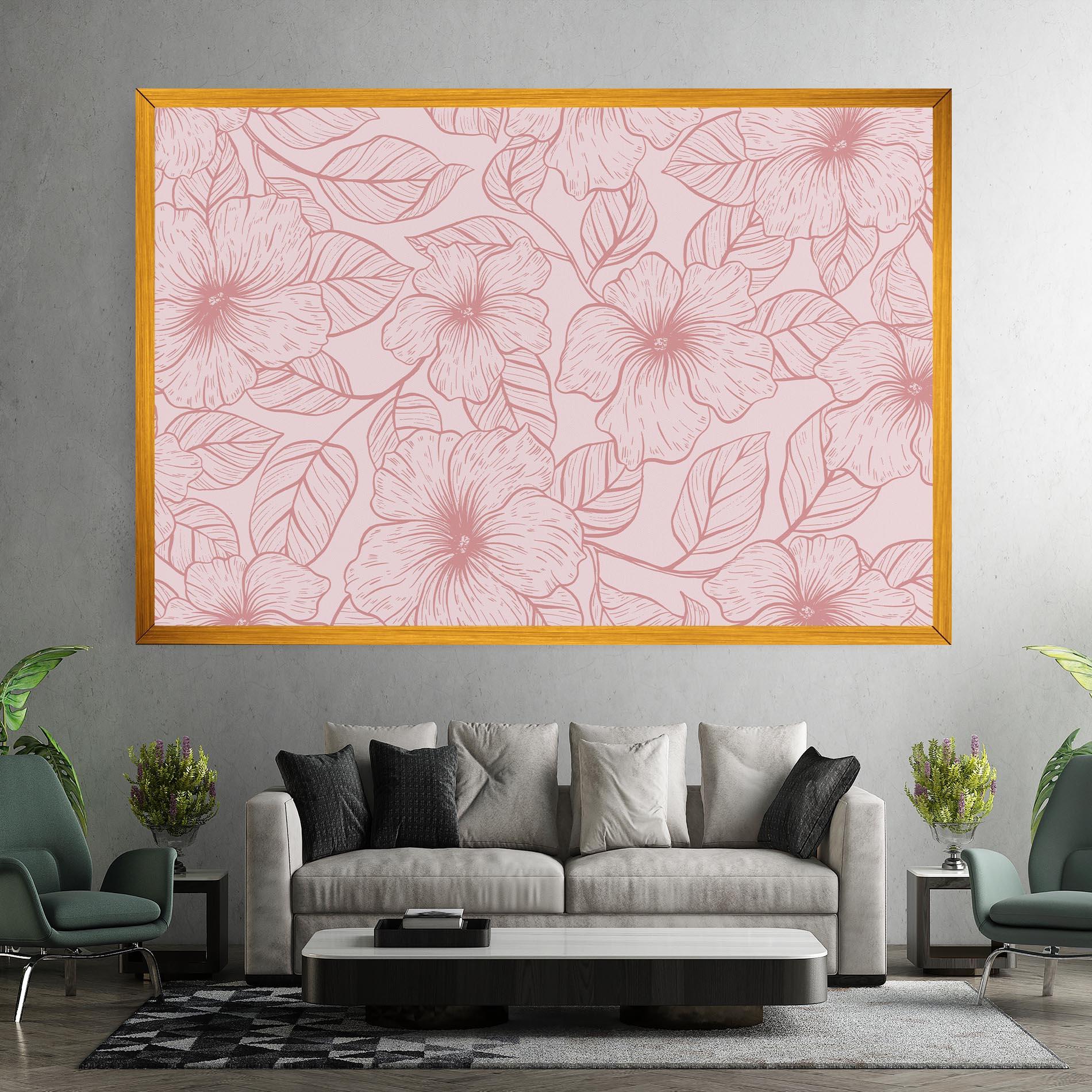 Leinwandbild Pink Line Flower mockup 7