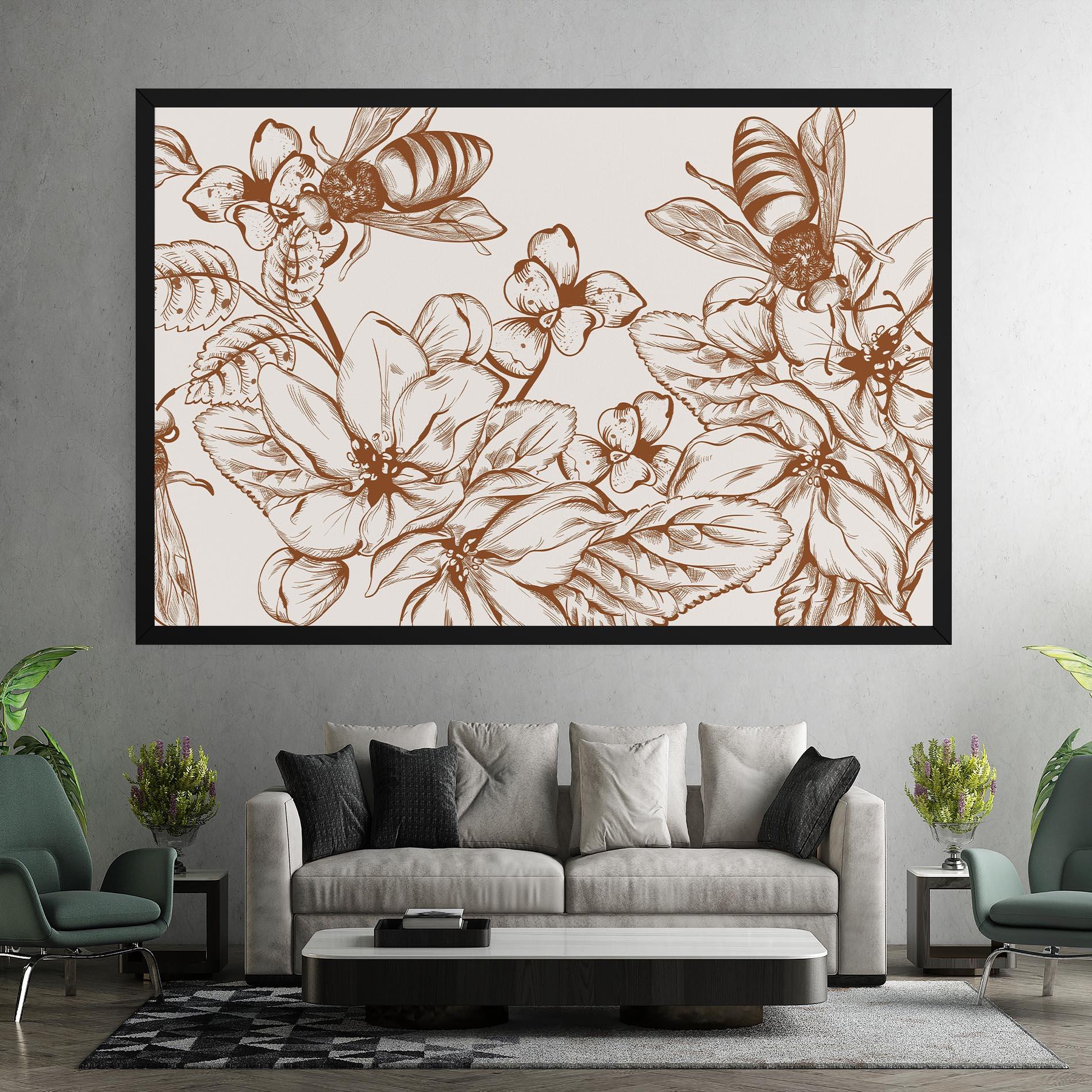 Leinwandbild Bee Flower Line mockup 7