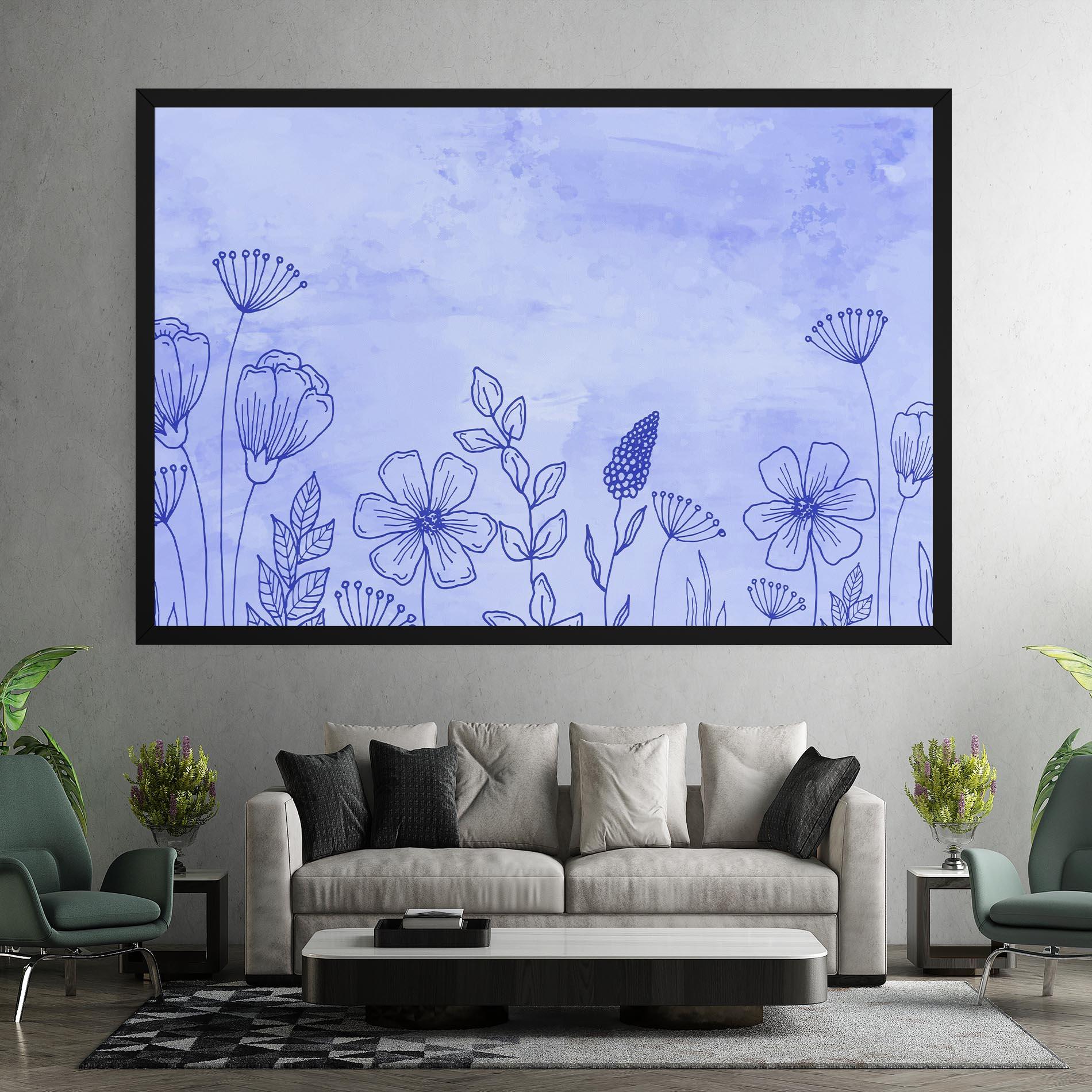 Leinwandbild Blue Line Plant mockup 7