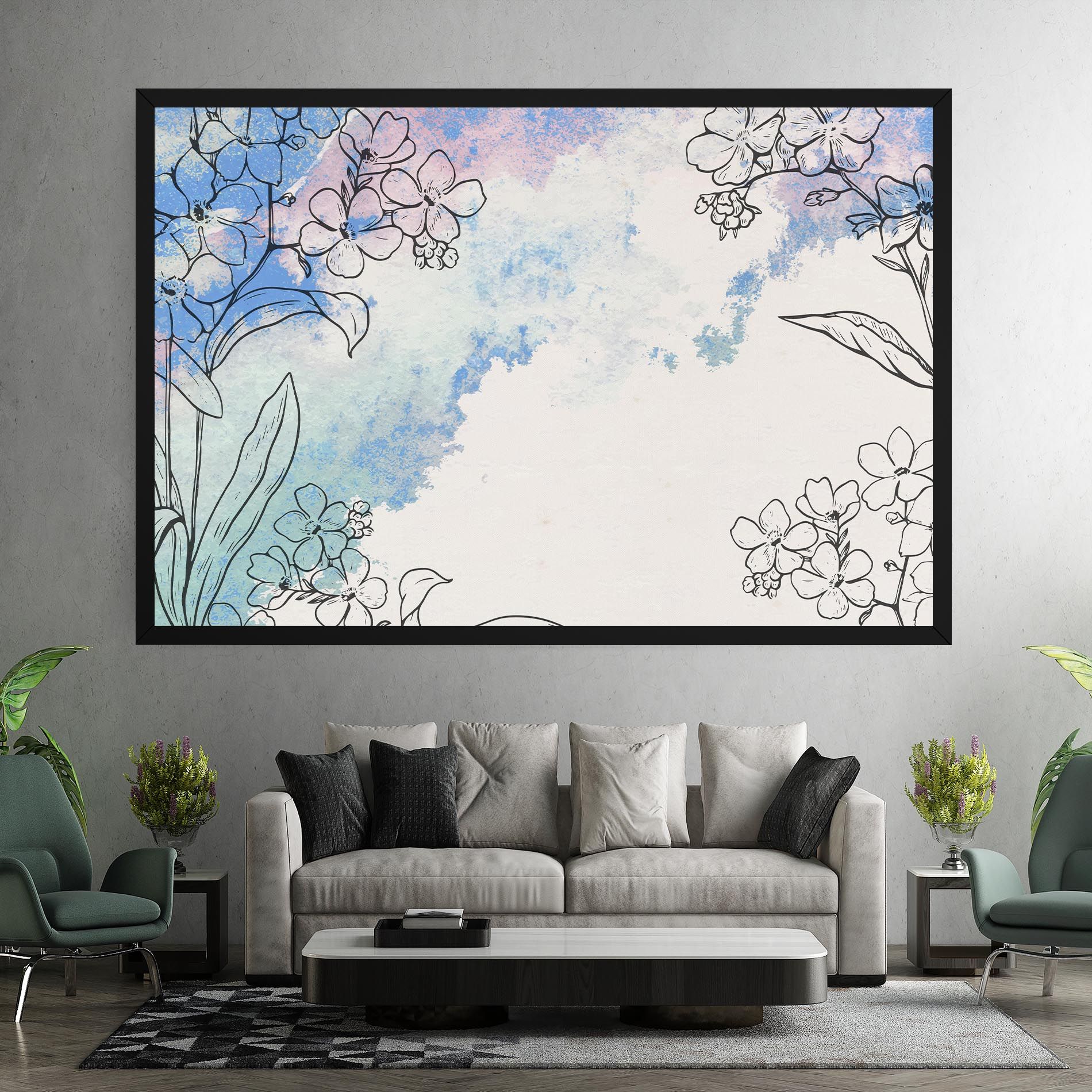 Blue Watercolor Flower mockup 7