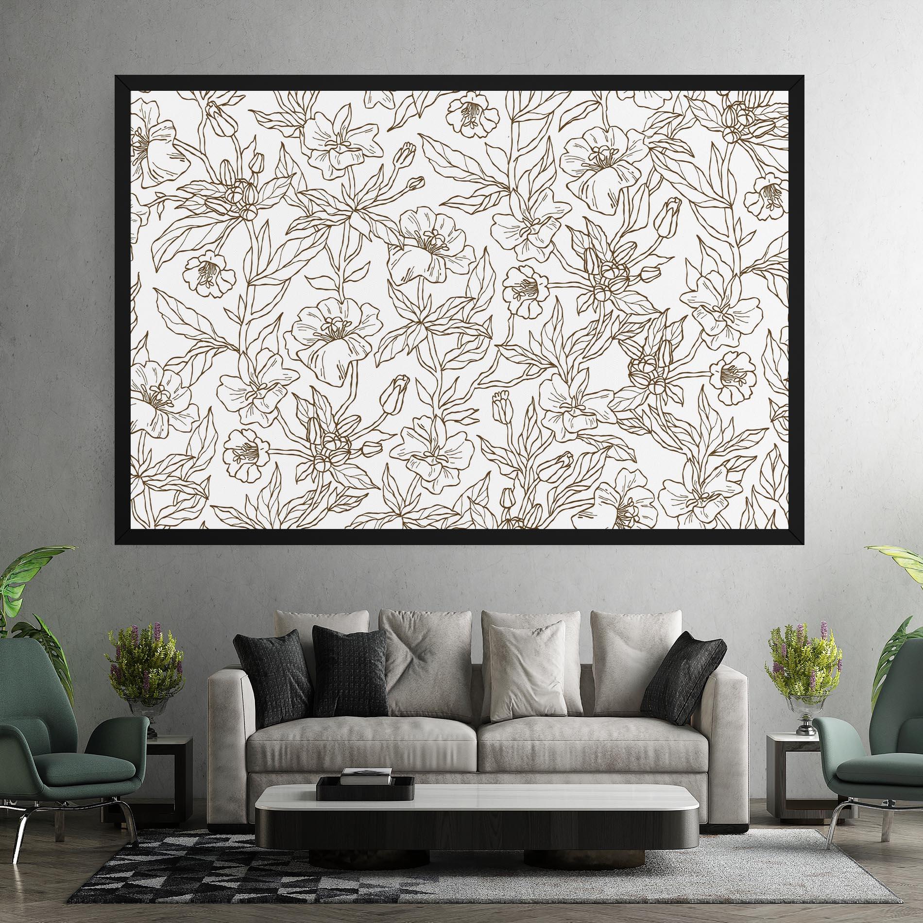 Leinwandbild Cream Line Flowers mockup 7