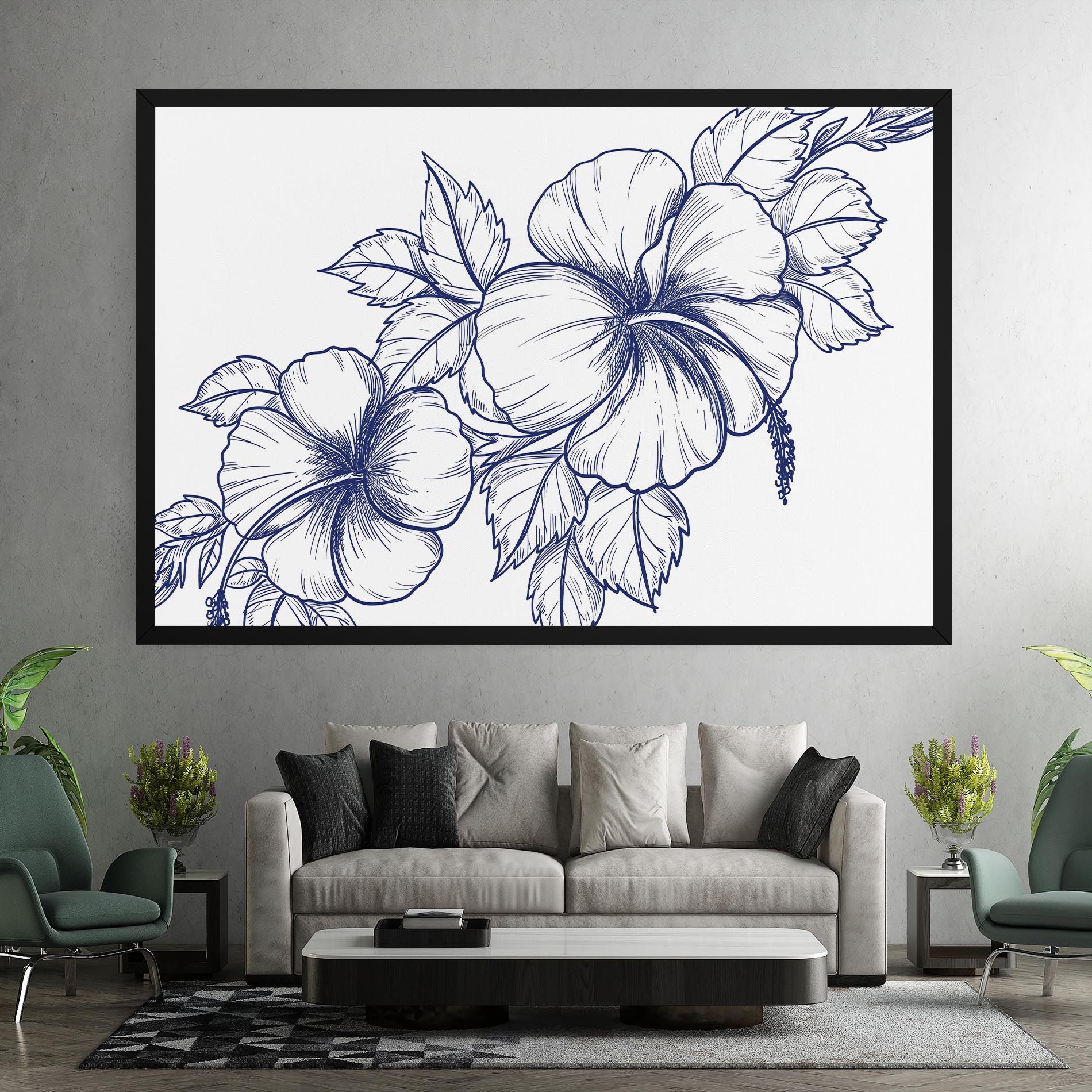 Dark Blue Line Flower mockup 7