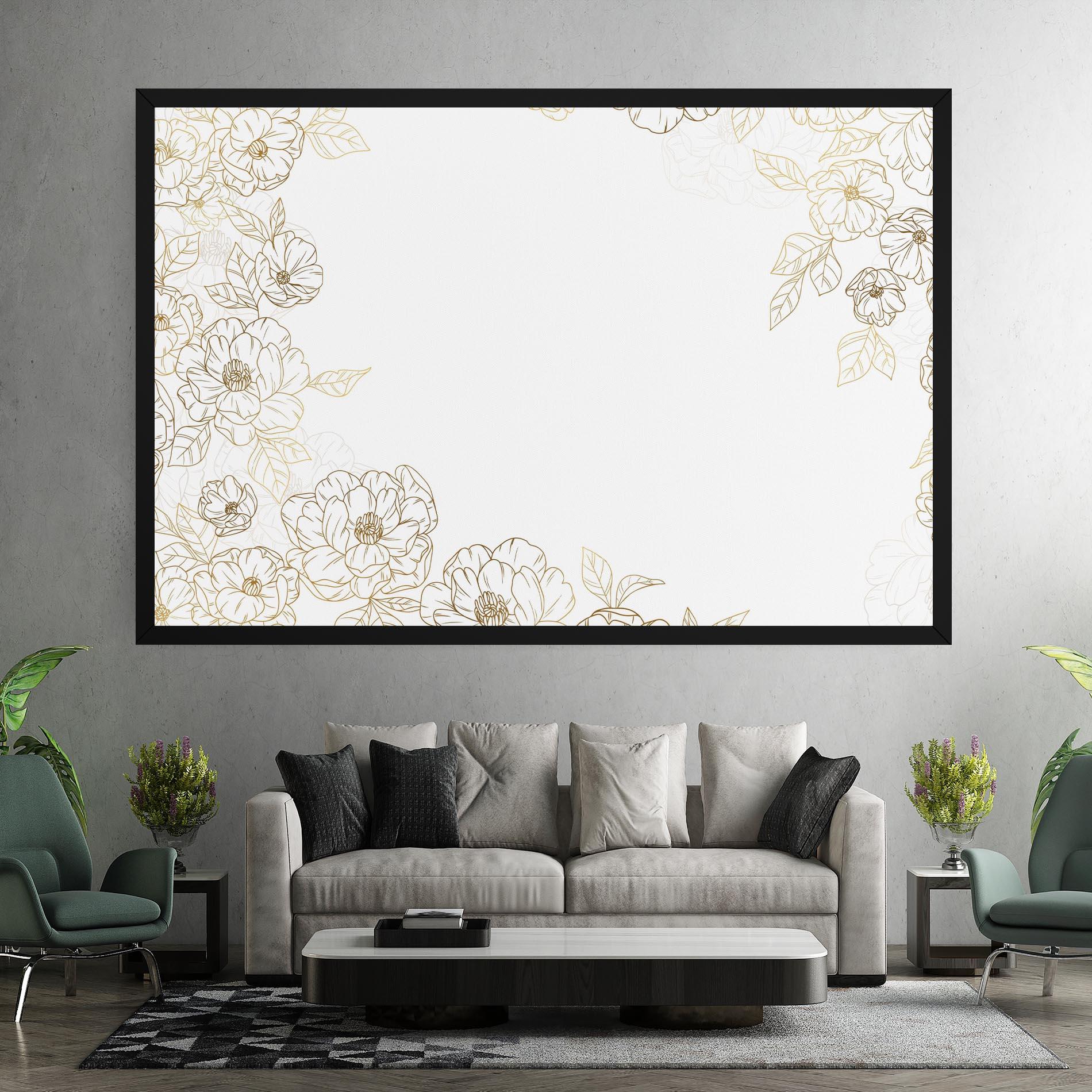 Leinwandbild Flower Gold Line mockup 7