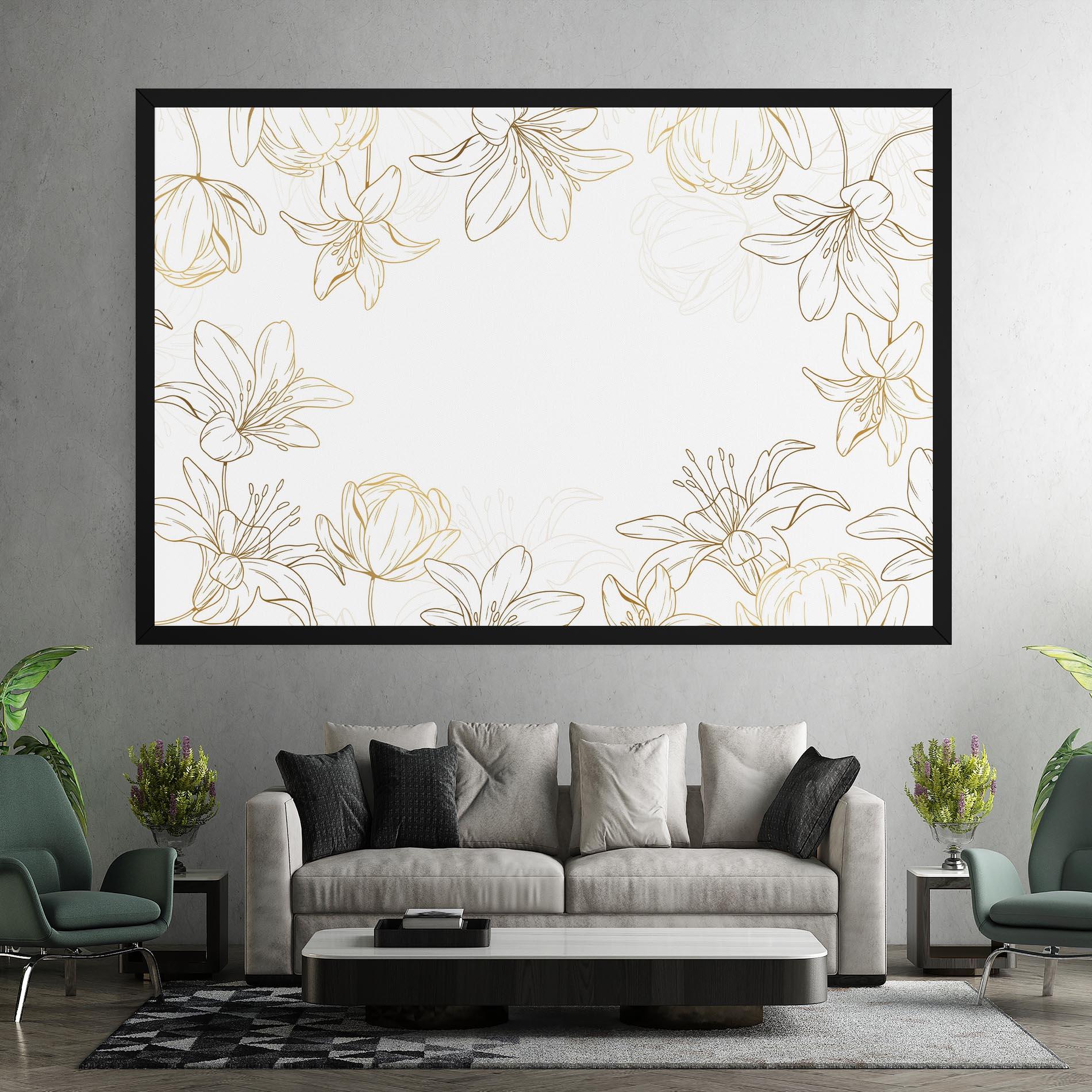 Leinwandbild Gold Line Flower mockup 7