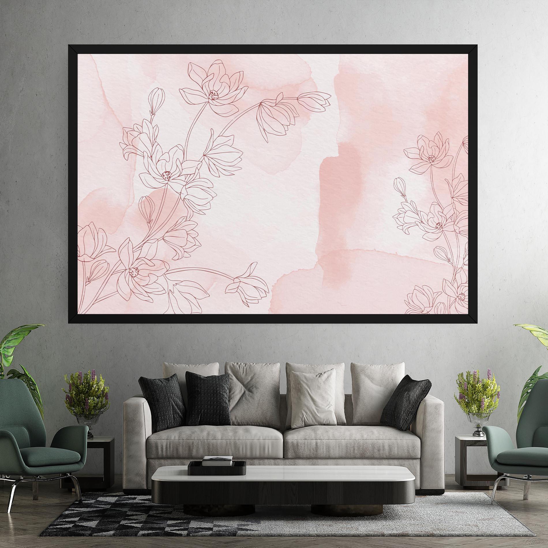 Leinwandbild Pink Flower Line mockup 7