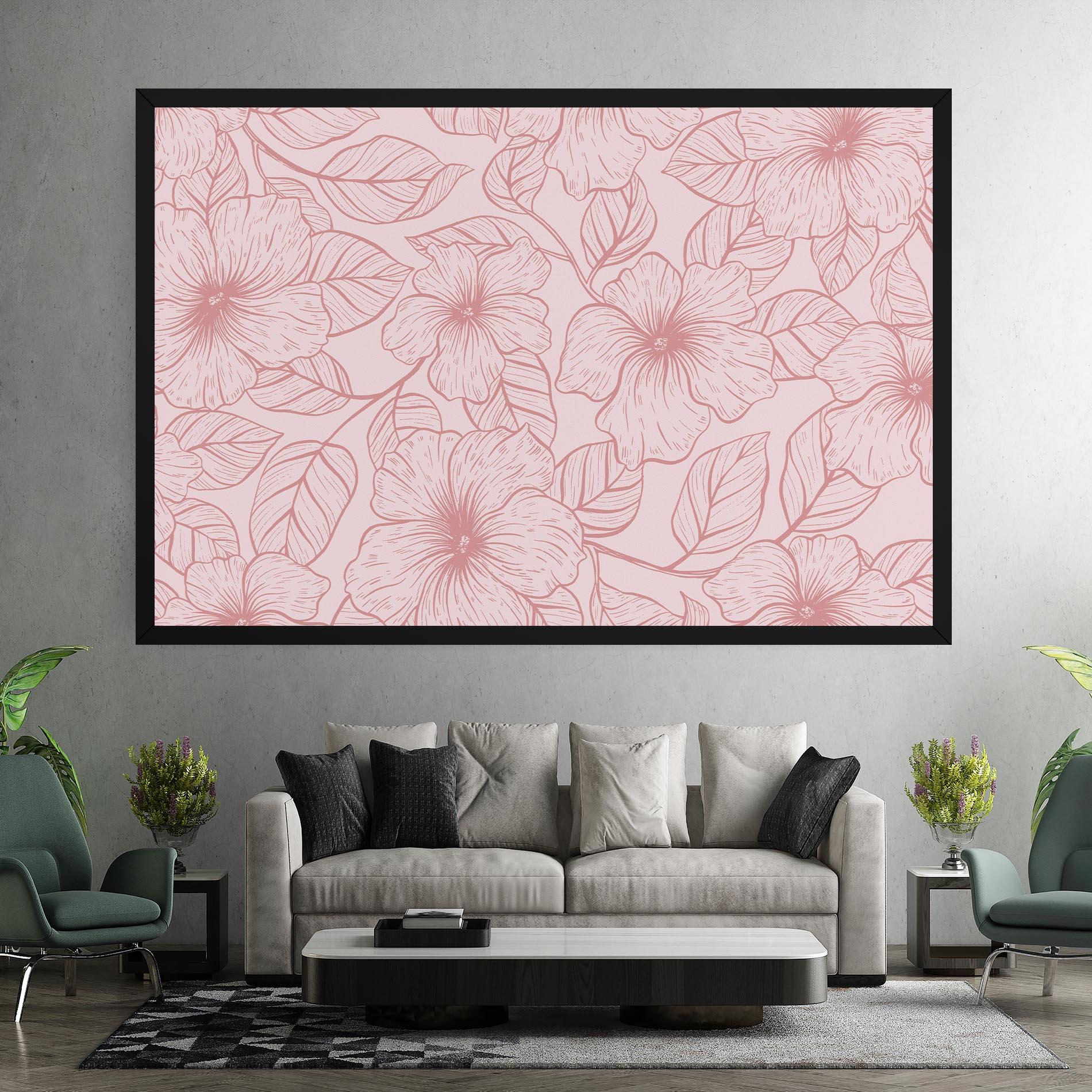 Leinwandbild Pink Line Flower mockup 7