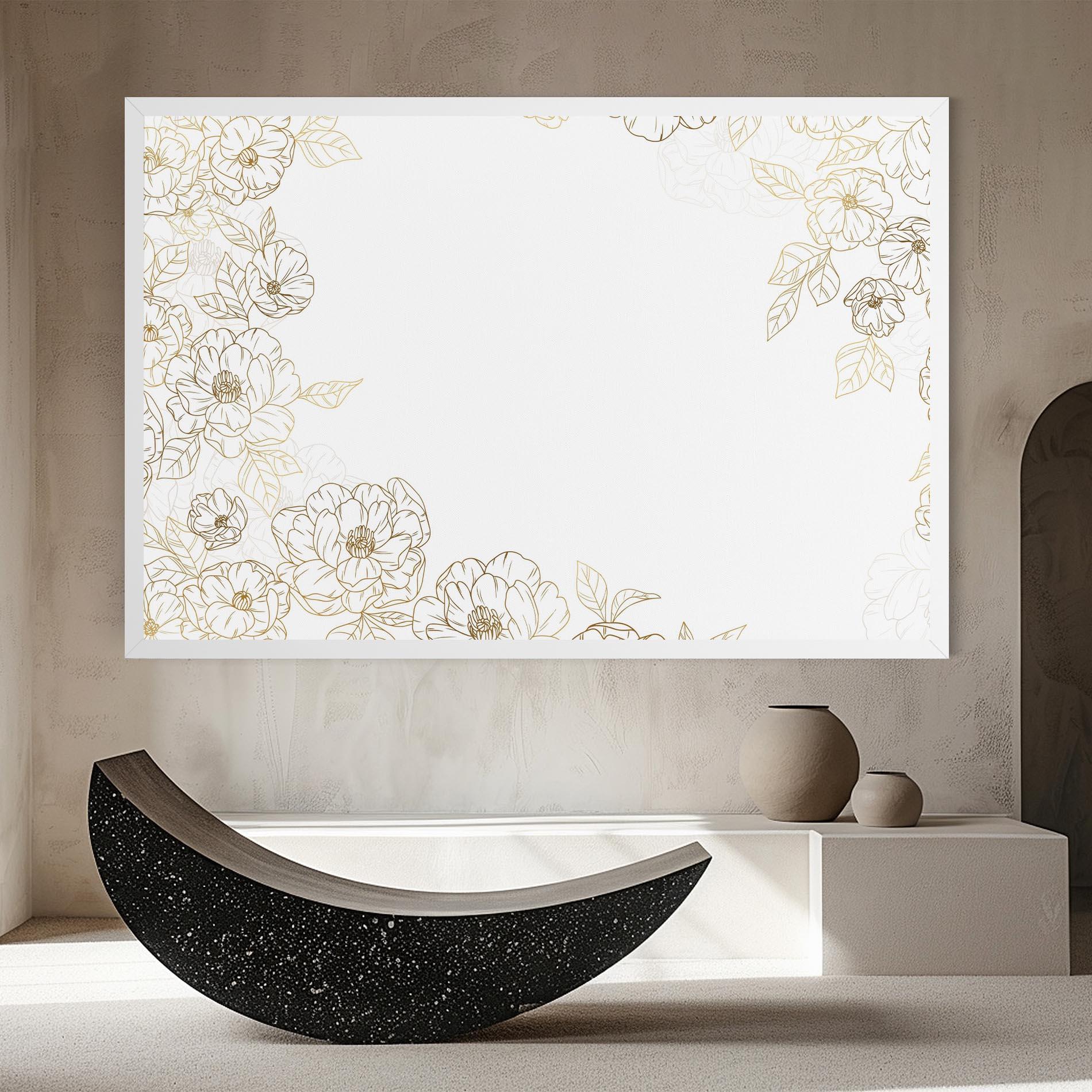 Leinwandbild Flower Gold Line mockup 8