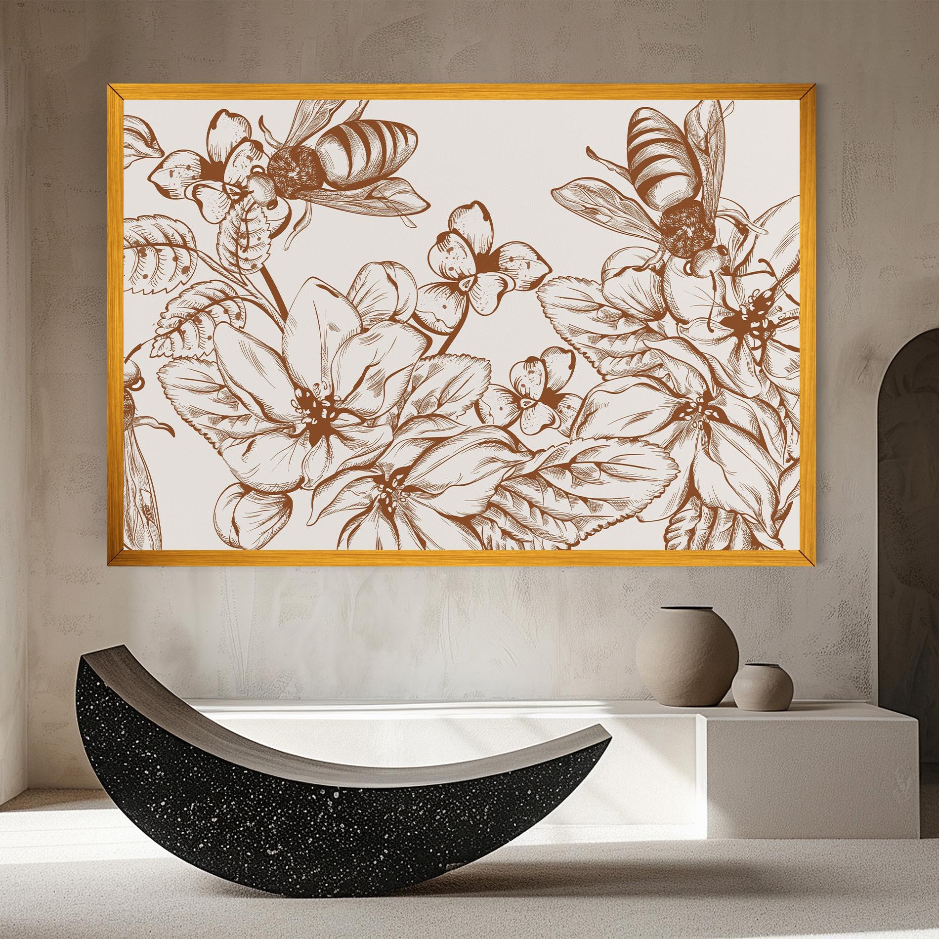 Leinwandbild Bee Flower Line mockup 8