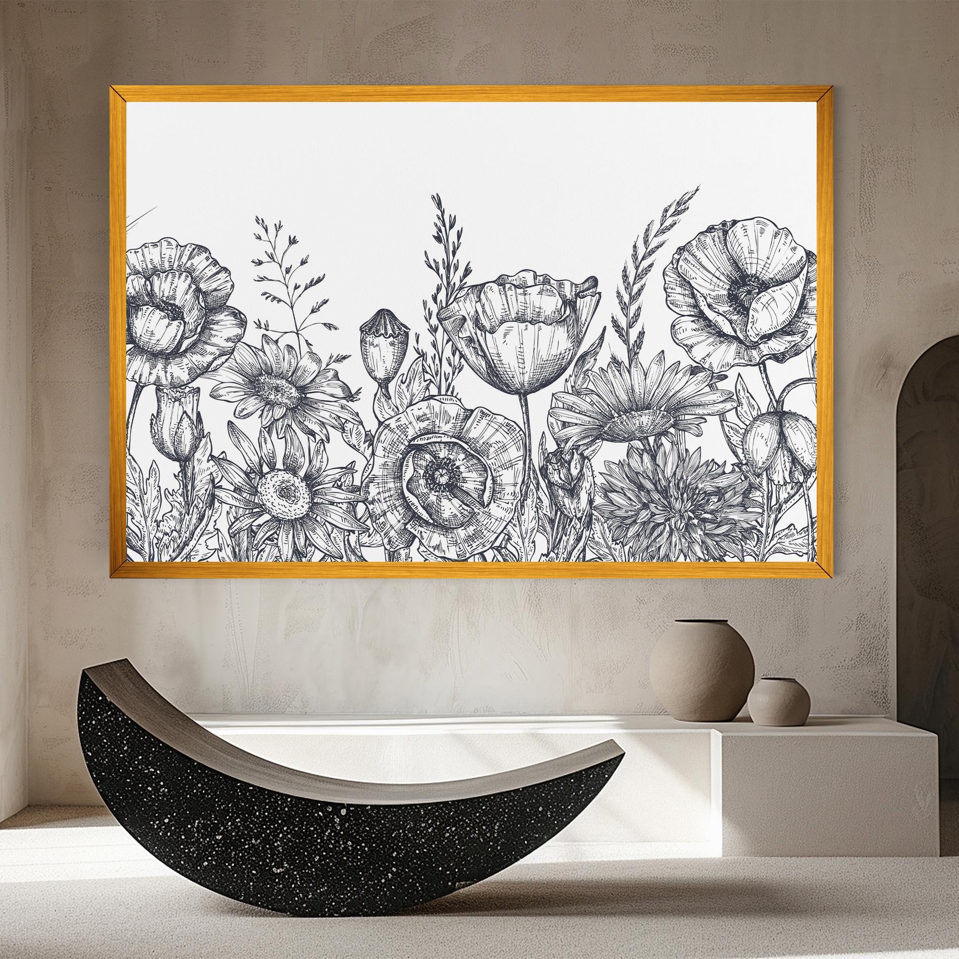 Leinwandbild Flower Grey Line mockup 8