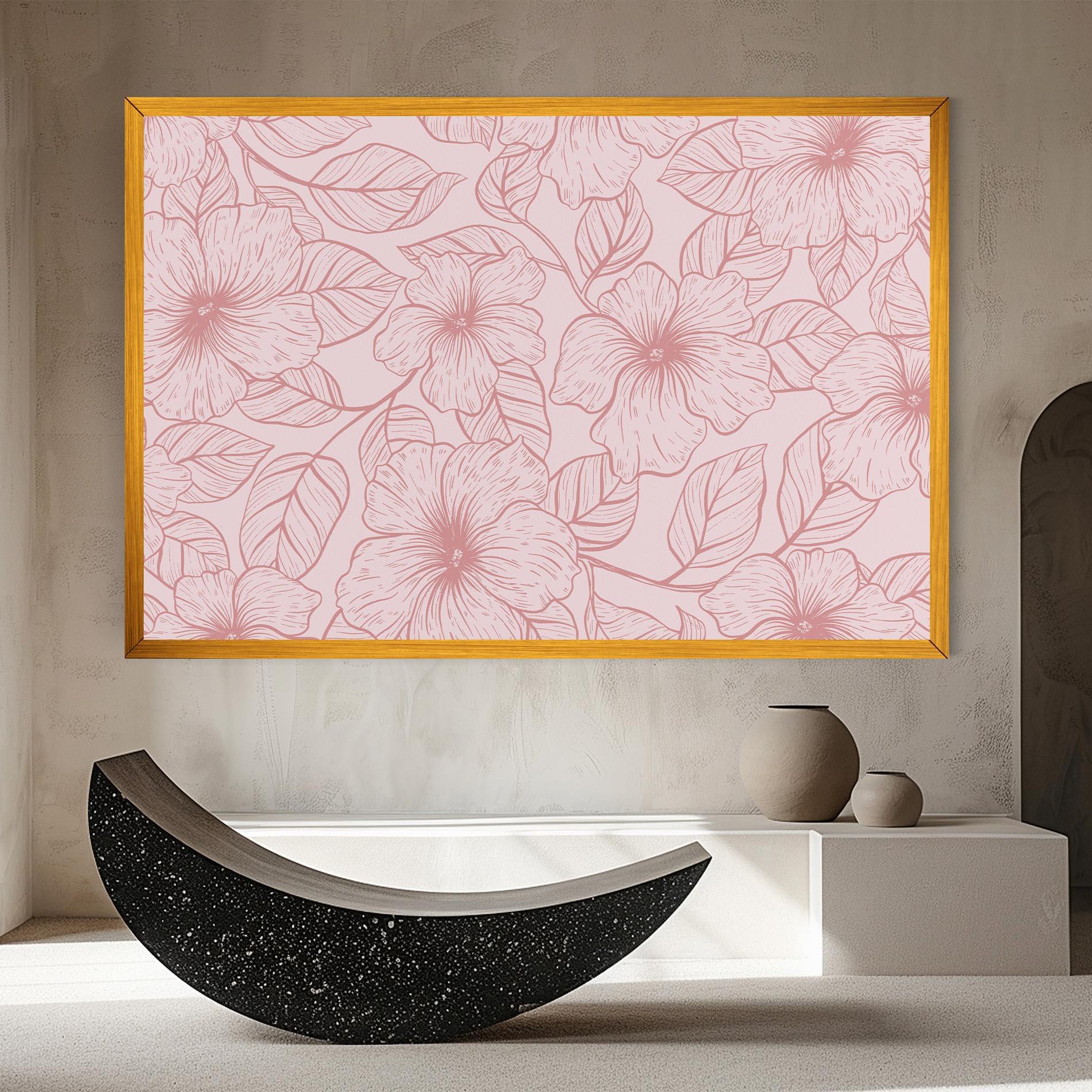 Leinwandbild Pink Line Flower mockup 8