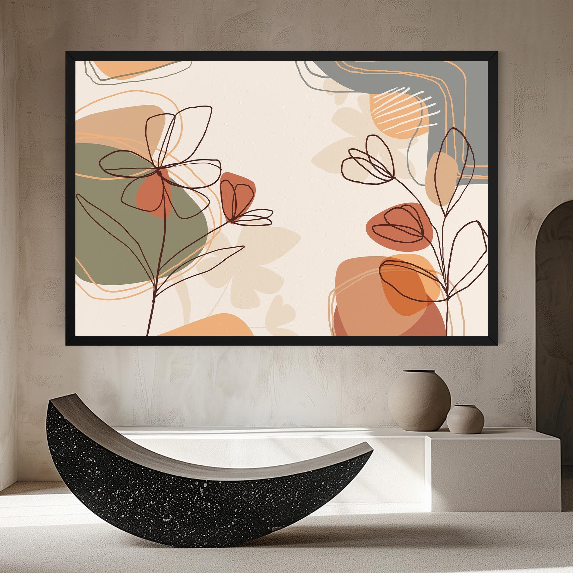 Leinwandbild Brown Line Plants mockup 8