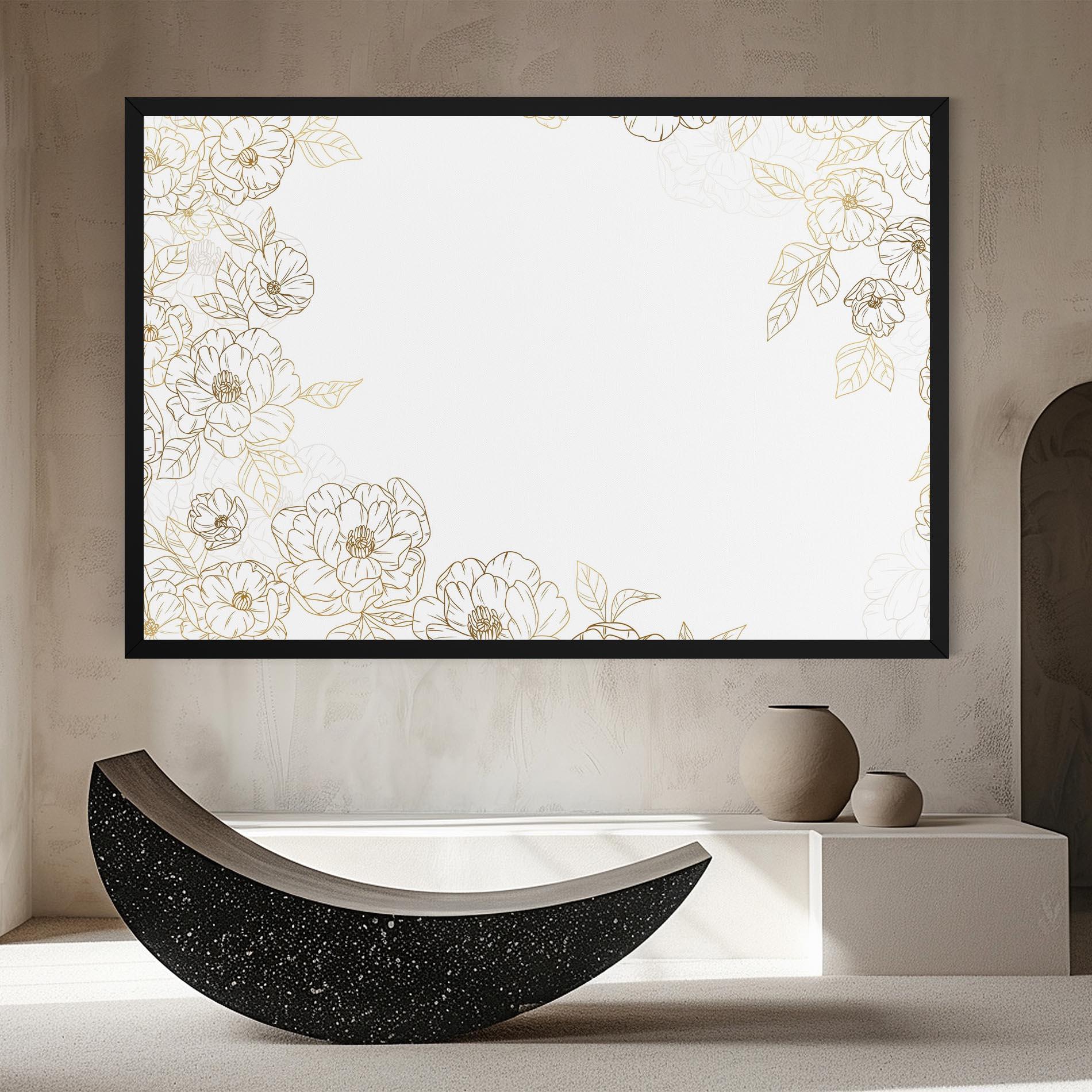 Leinwandbild Flower Gold Line mockup 8
