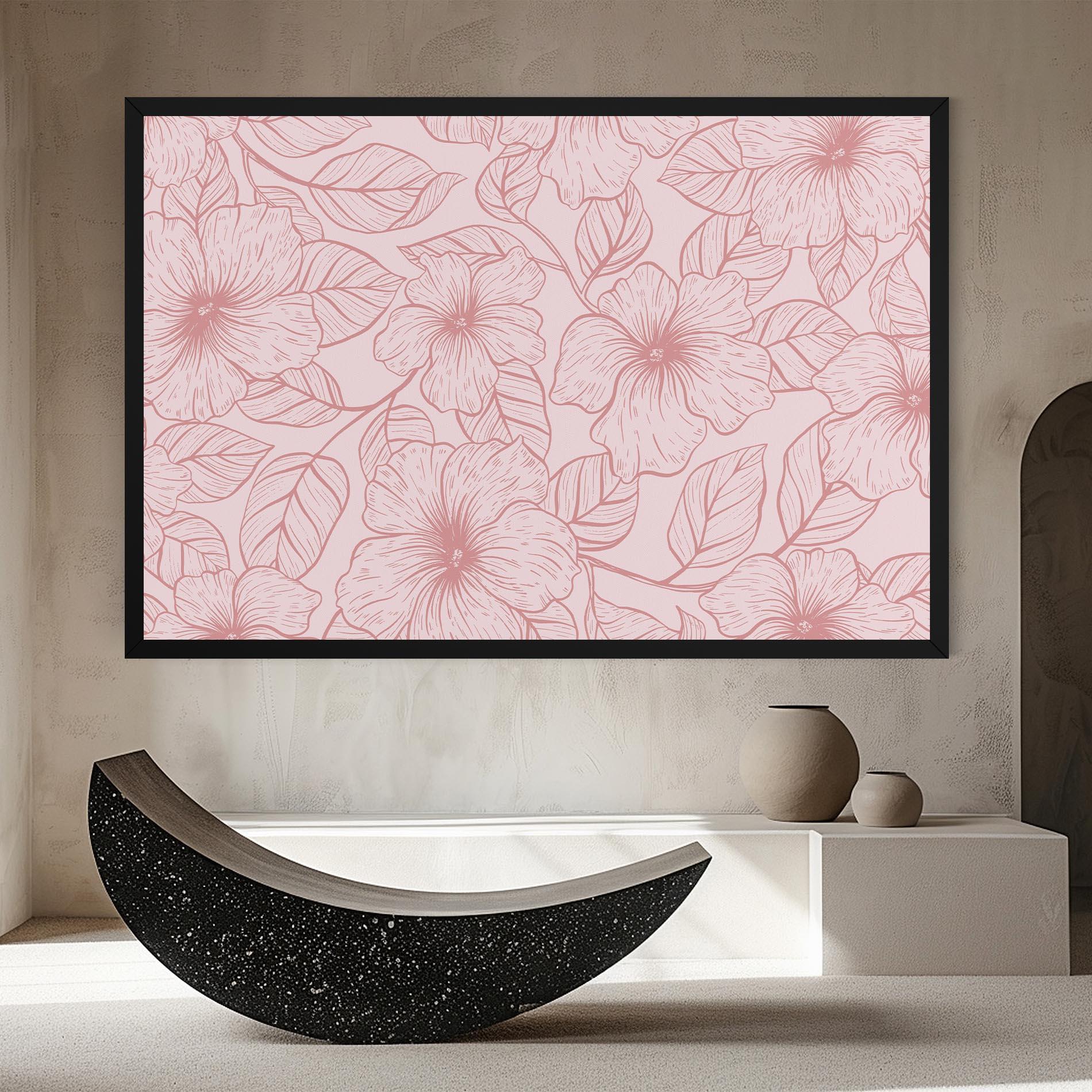 Leinwandbild Pink Line Flower mockup 8