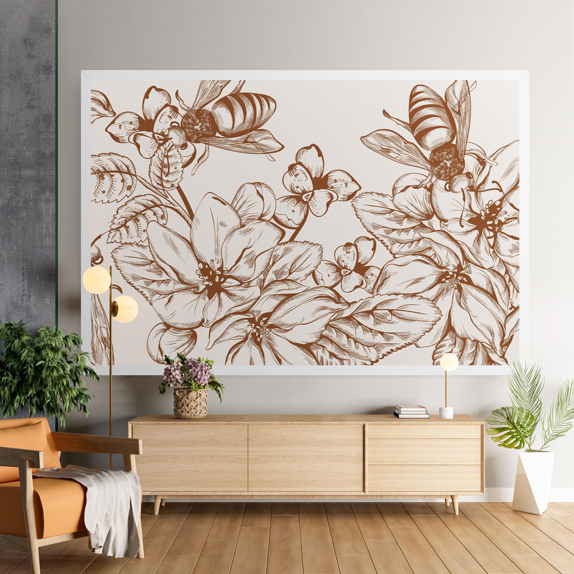 Leinwandbild Bee Flower Line mockup 9