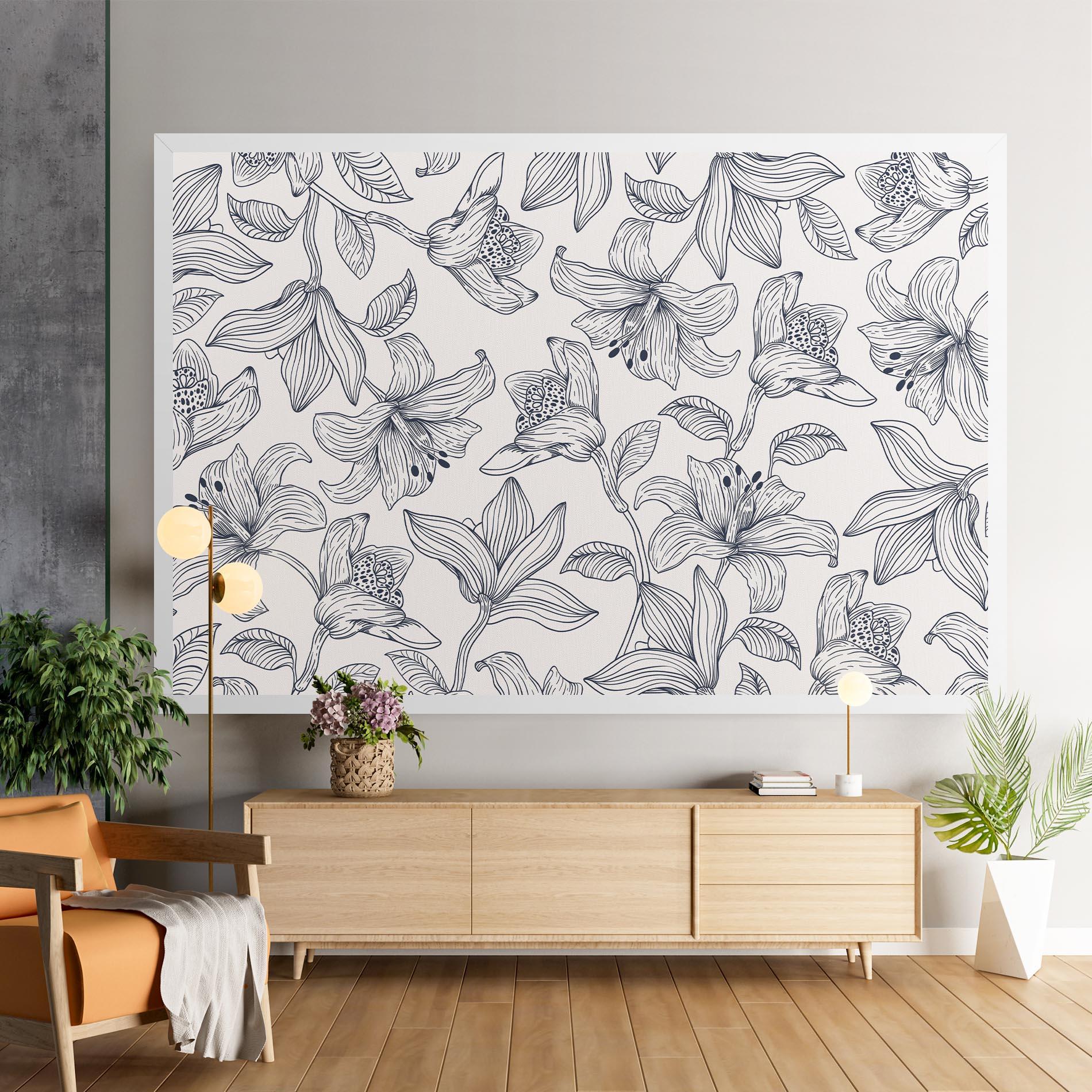 Leinwandbild Blue Patern Flower mockup 9