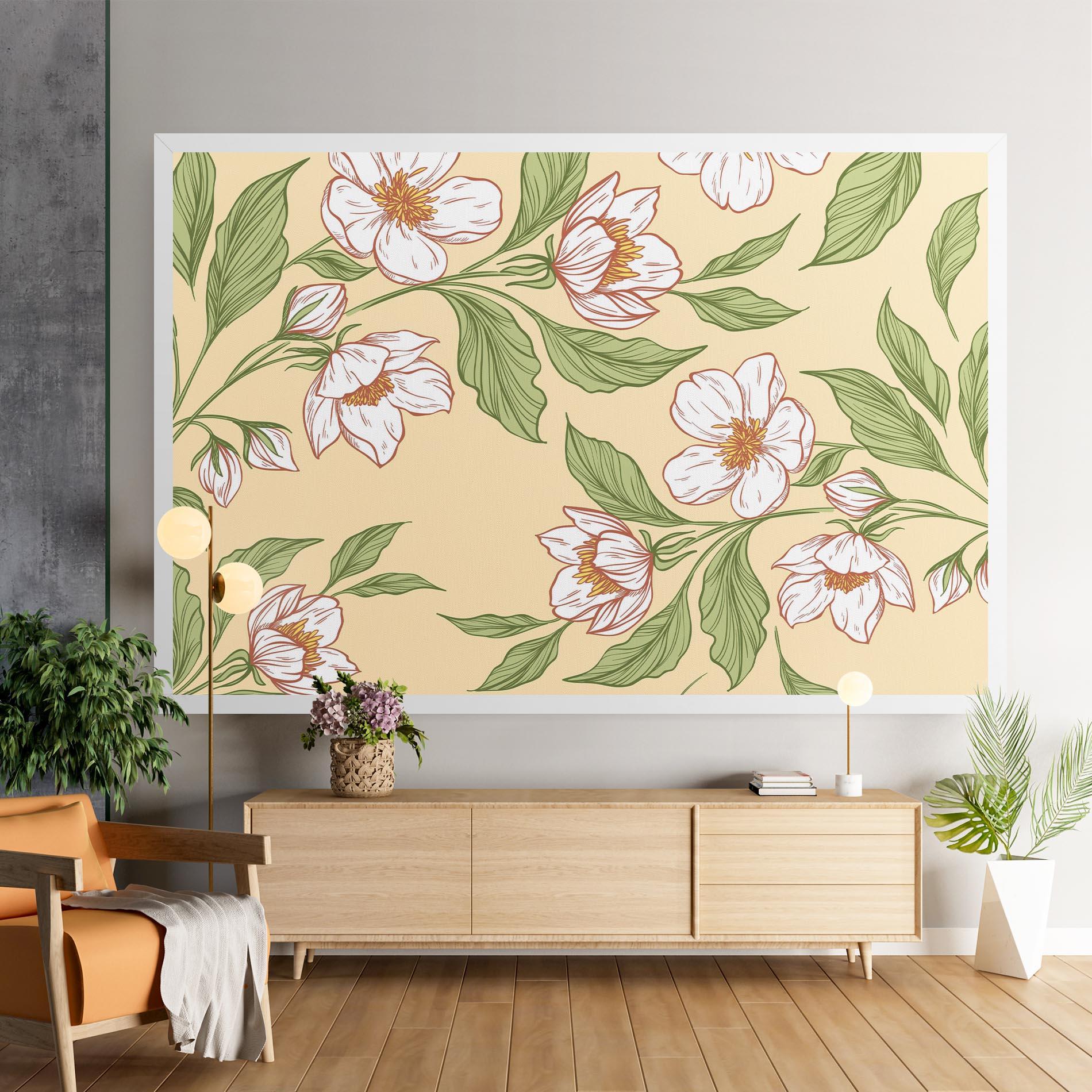Leinwandbild Cream Flower White mockup 9