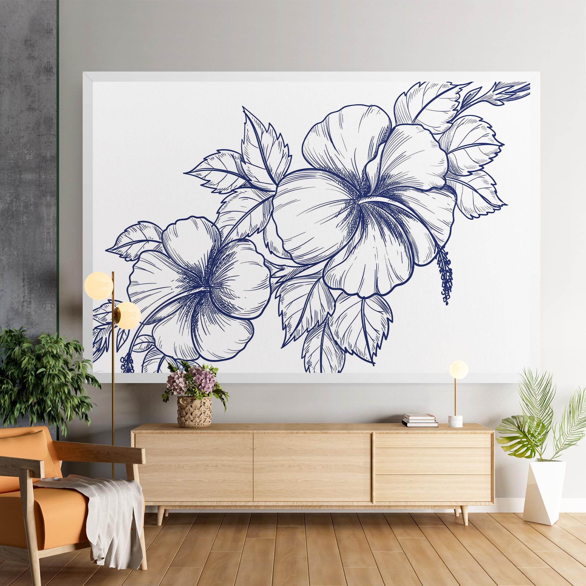 Dark Blue Line Flower mockup 9