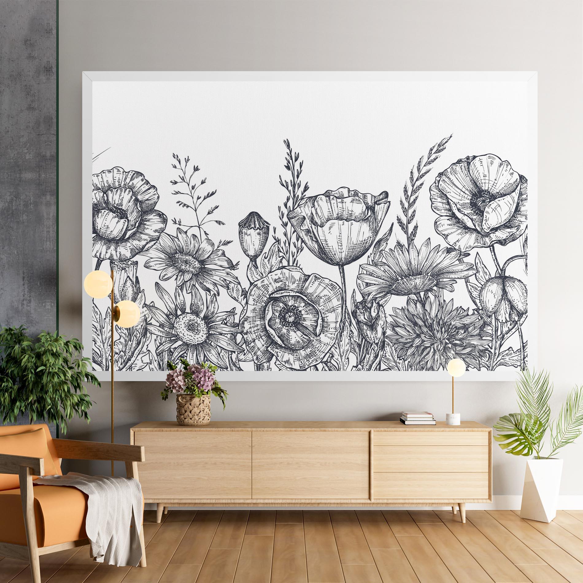 Leinwandbild Flower Grey Line mockup 9