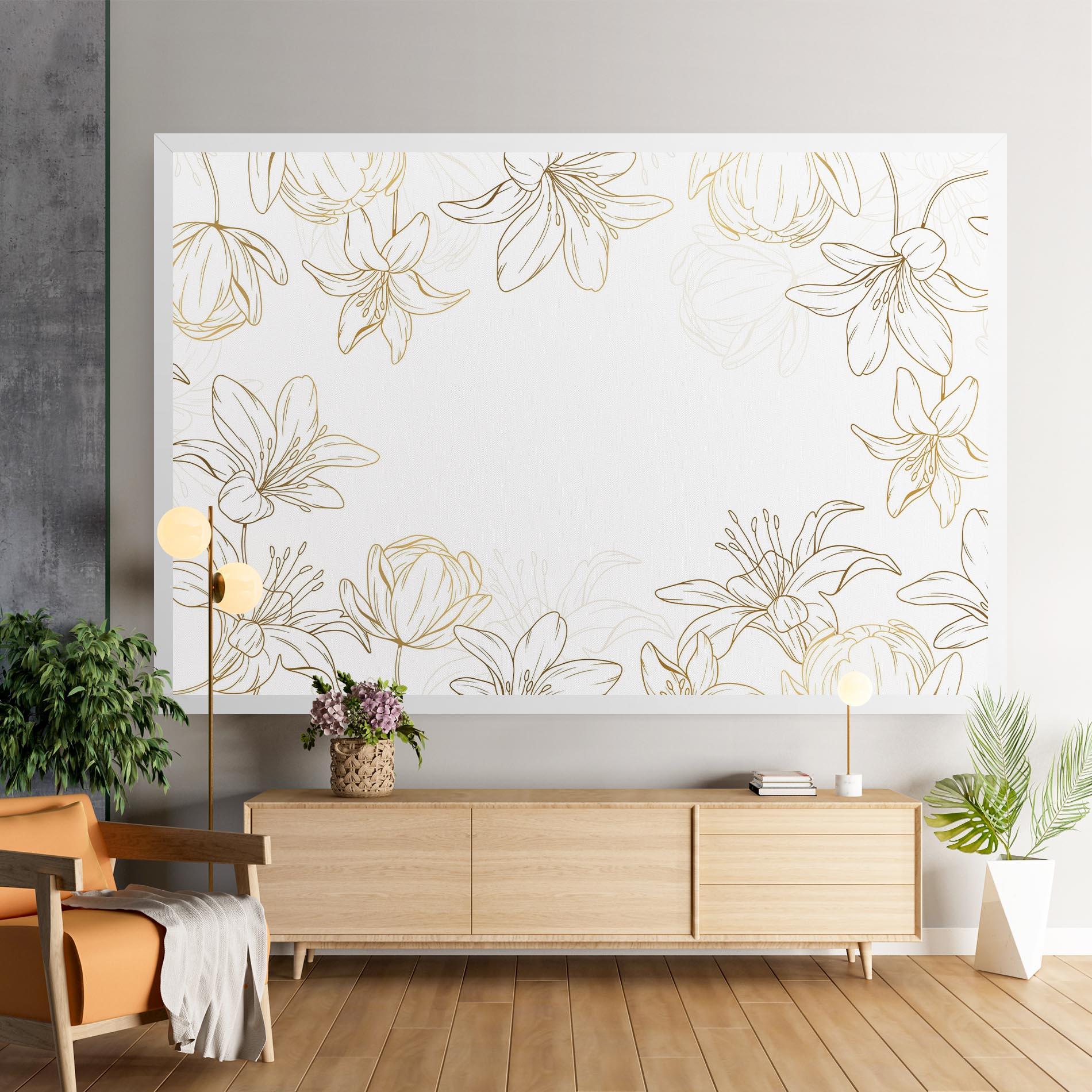 Leinwandbild Gold Line Flower mockup 9