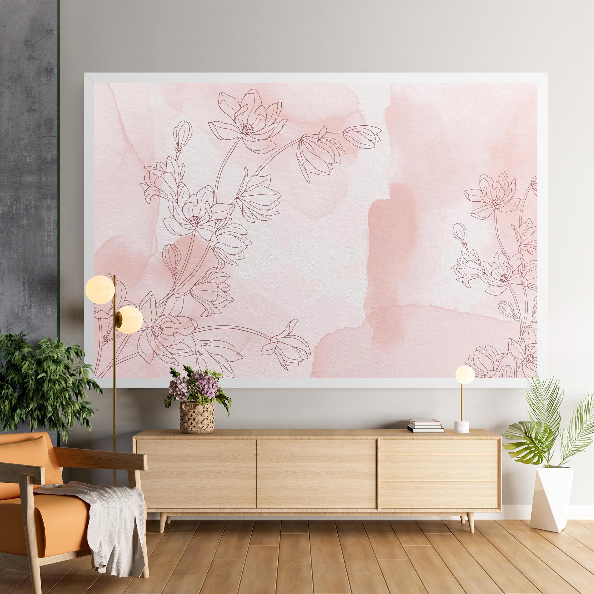 Leinwandbild Pink Flower Line mockup 9