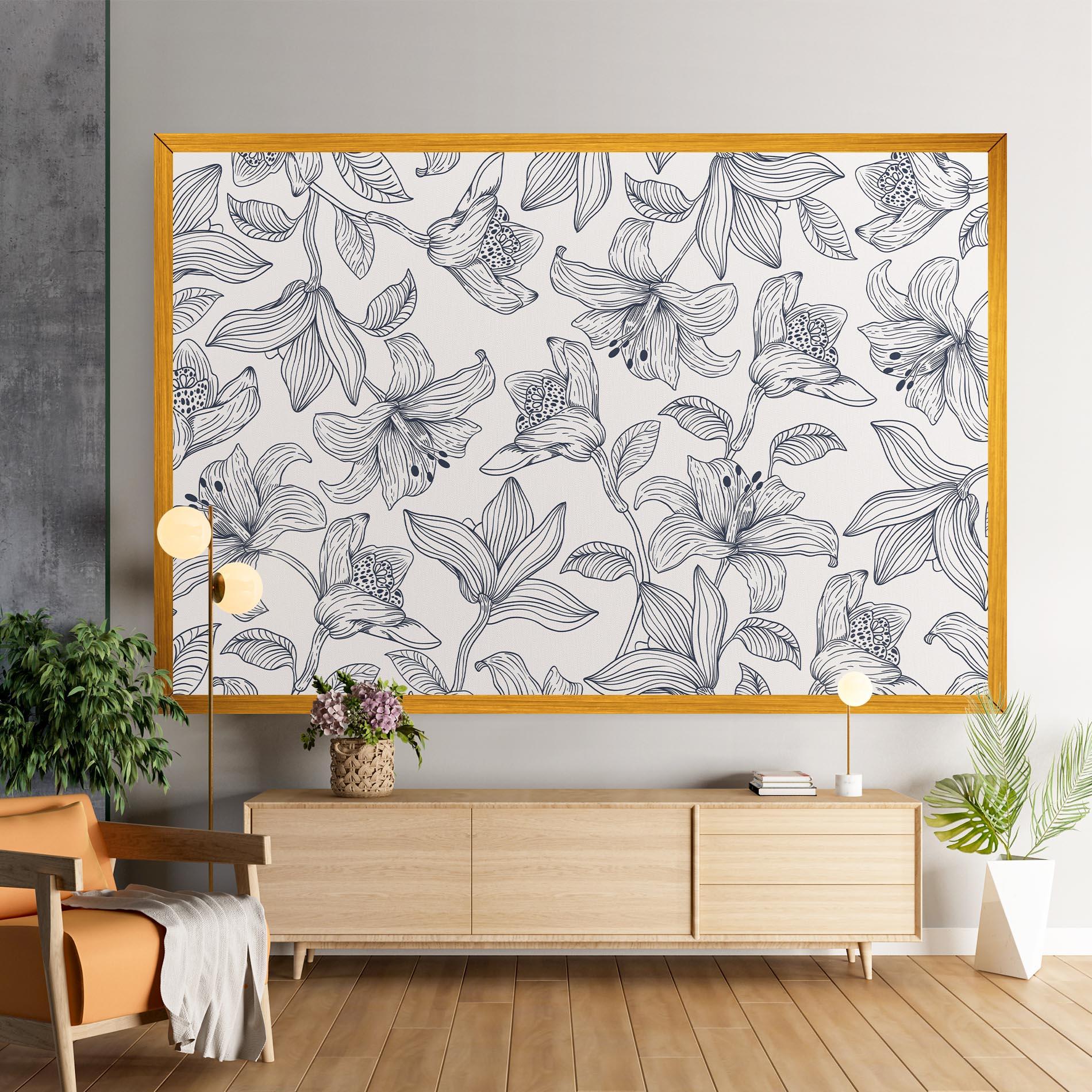 Leinwandbild Blue Patern Flower mockup 9