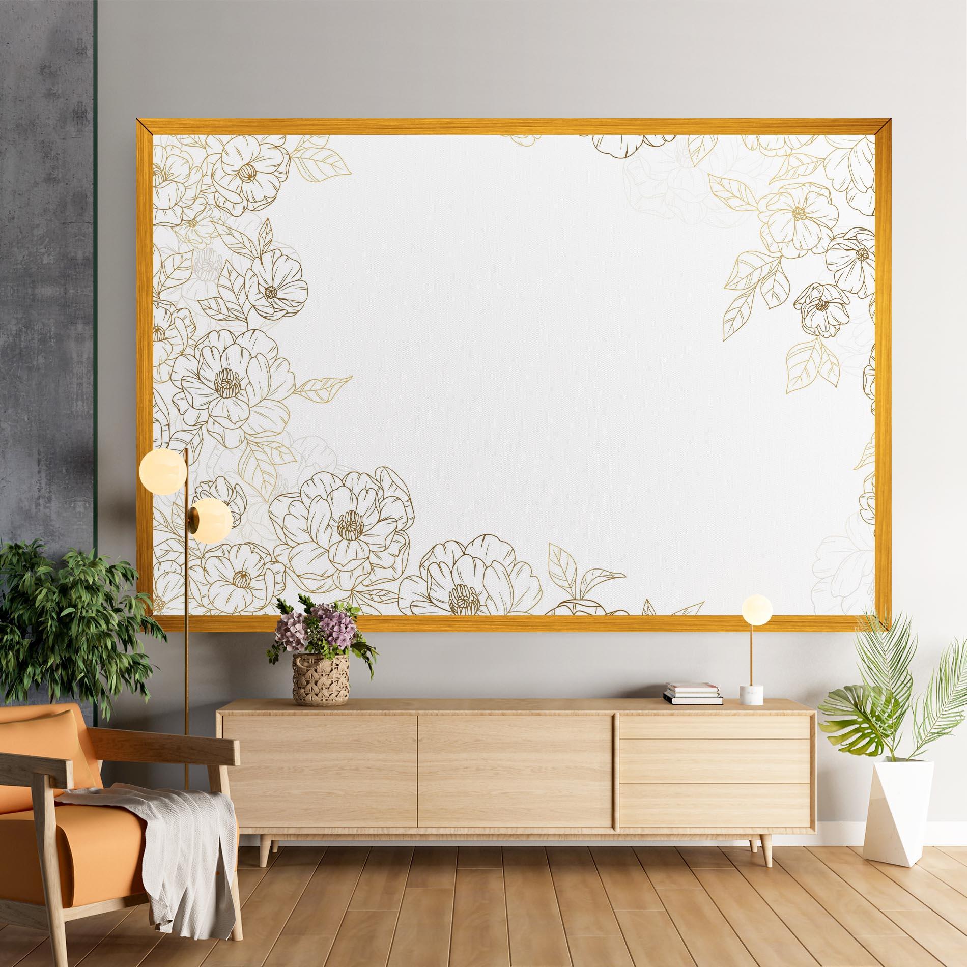 Leinwandbild Flower Gold Line mockup 9