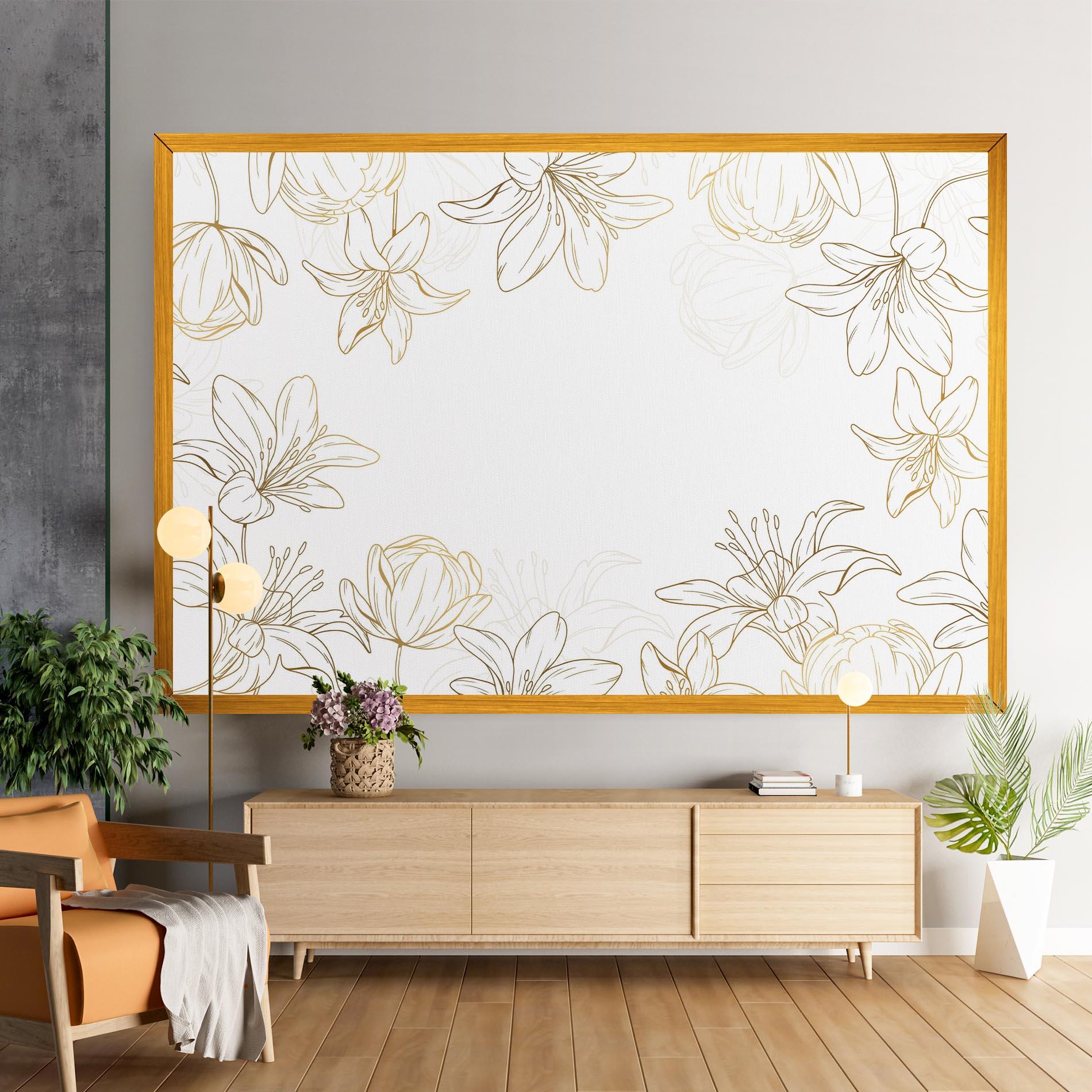 Leinwandbild Gold Line Flower mockup 9