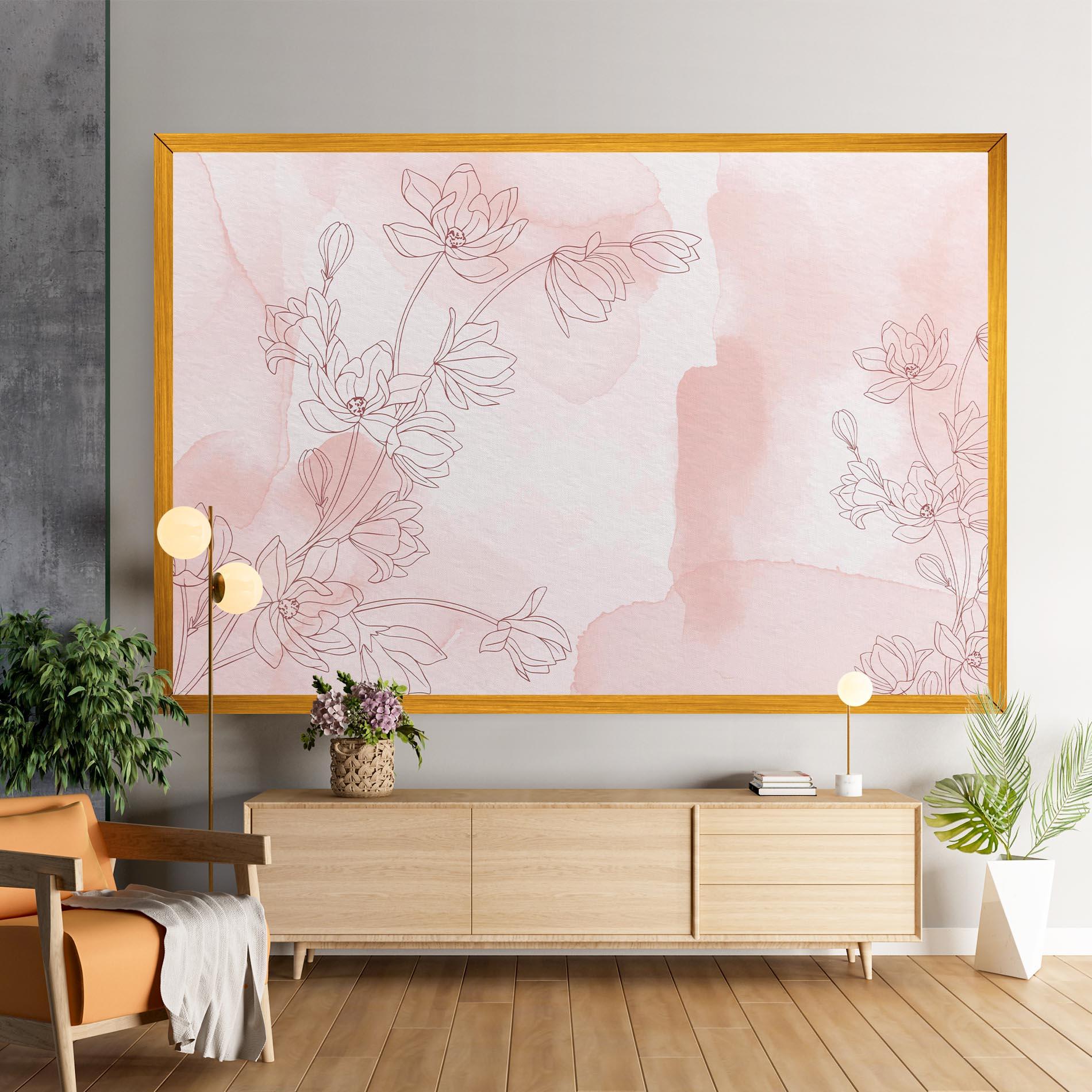 Leinwandbild Pink Flower Line mockup 9