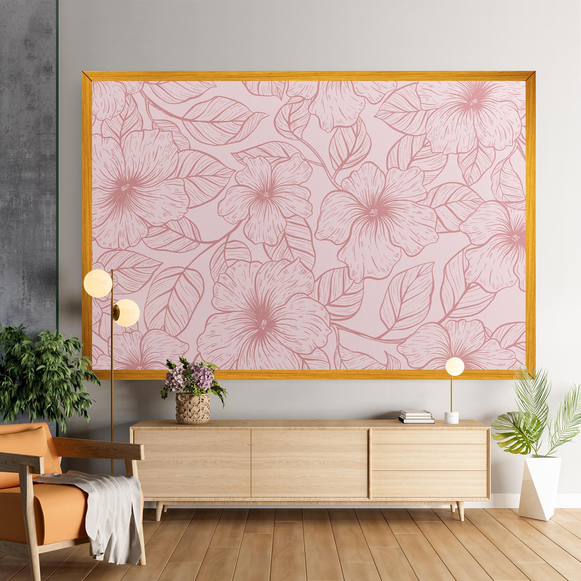 Leinwandbild Pink Line Flower mockup 9