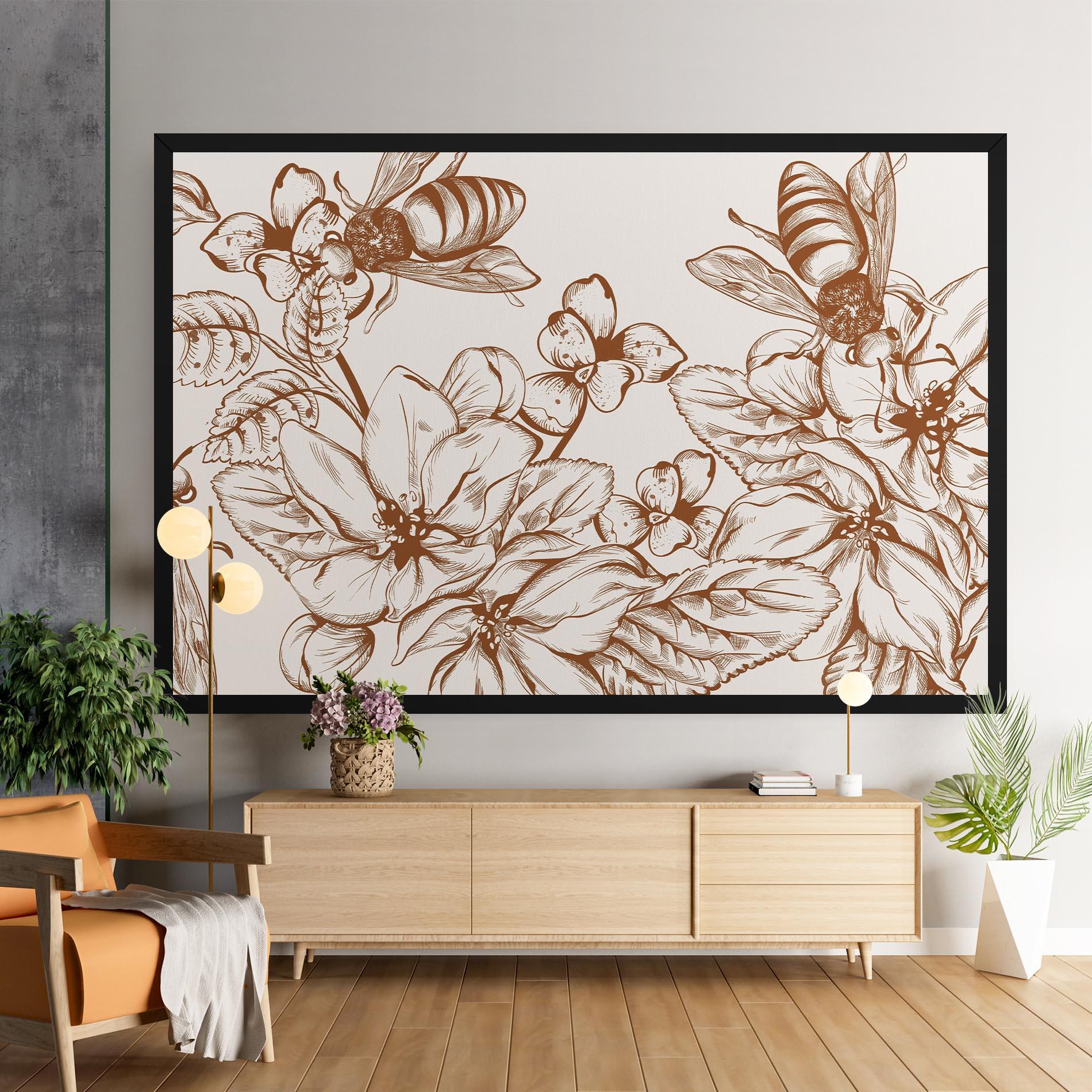 Leinwandbild Bee Flower Line mockup 9